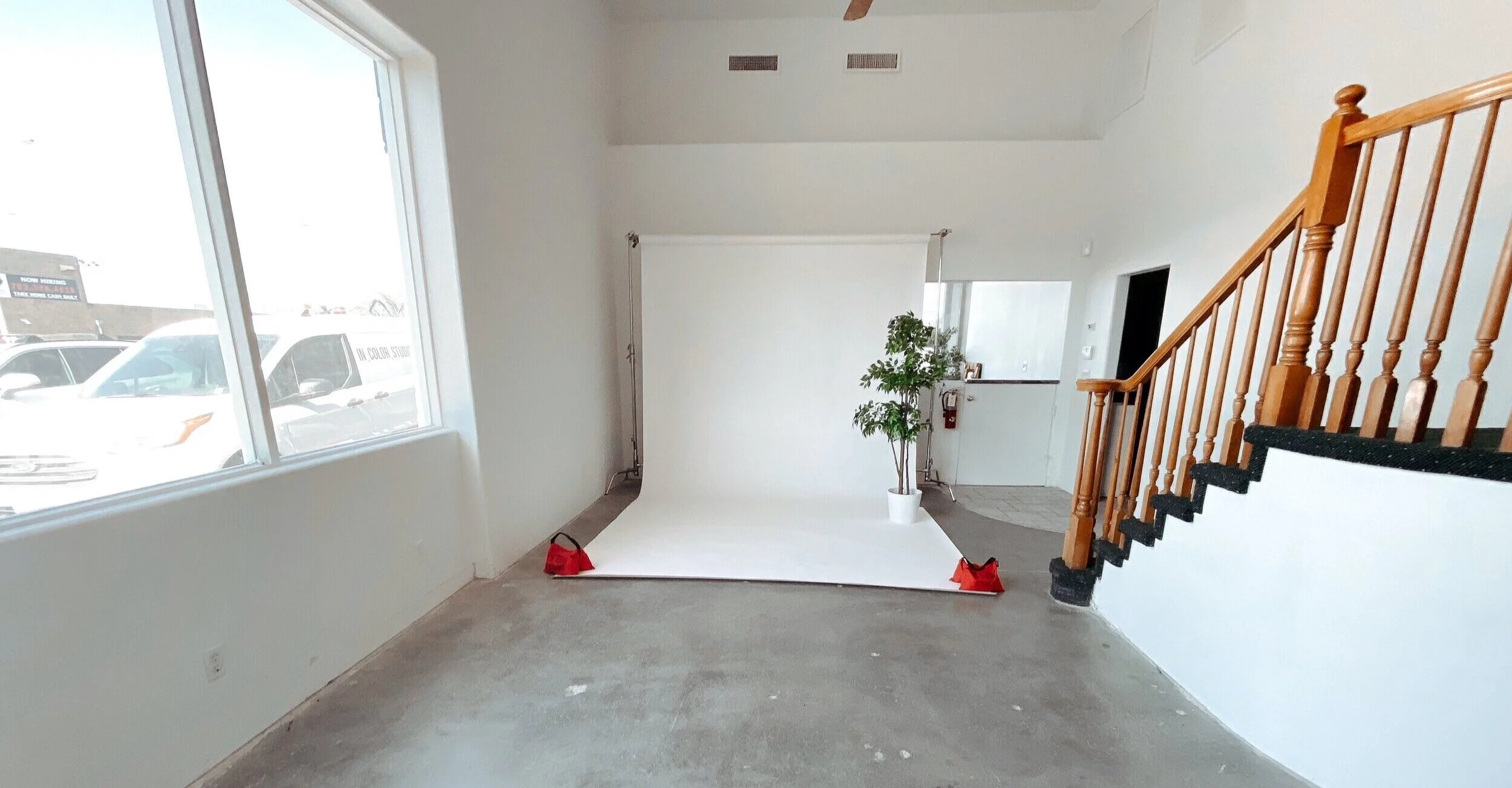 This is our Daylight studio. Perfect for small creative setups with the ability to take advantage our the large widows for daylight shooting. Studio B is also a perfect add-on for larger productions in Studio A that need additional space.
