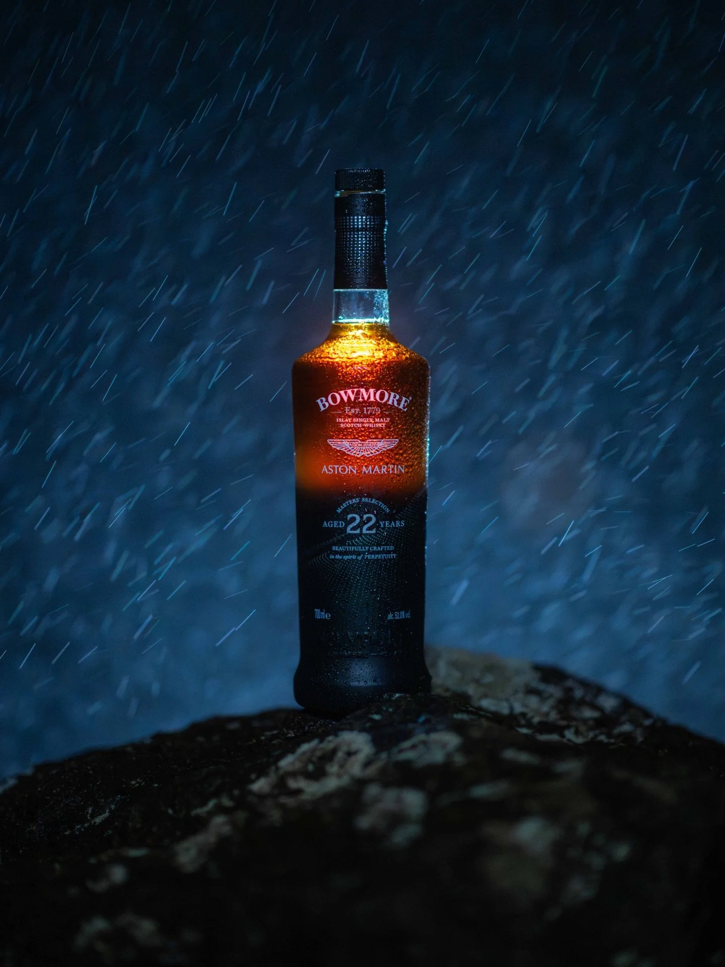 Crashing waves, heavy rain falling, and the sounds of the sea, we can&rsquo;t imagine a more perfect pairing for a moment just like this! @bowmore 🖤🌊