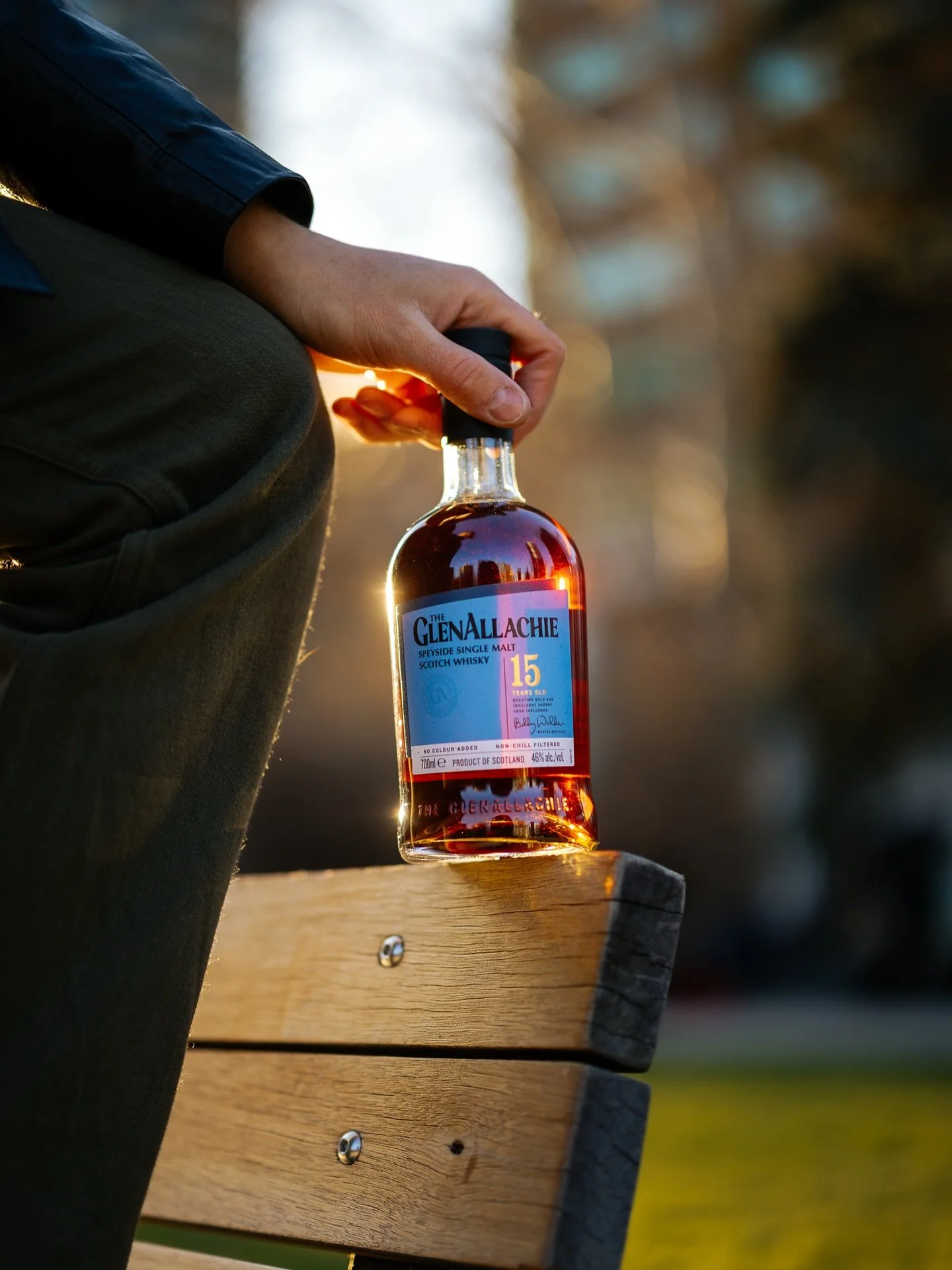 A dram of @theglenallachie_ with a splash of sun rays from a spring sunset. A belter of a whisky from Billy Walker and the team, a true 46% ABV that will bite back, but full of fruit and sherry goodness, this bottle won&rsquo;t be lasting long this s
