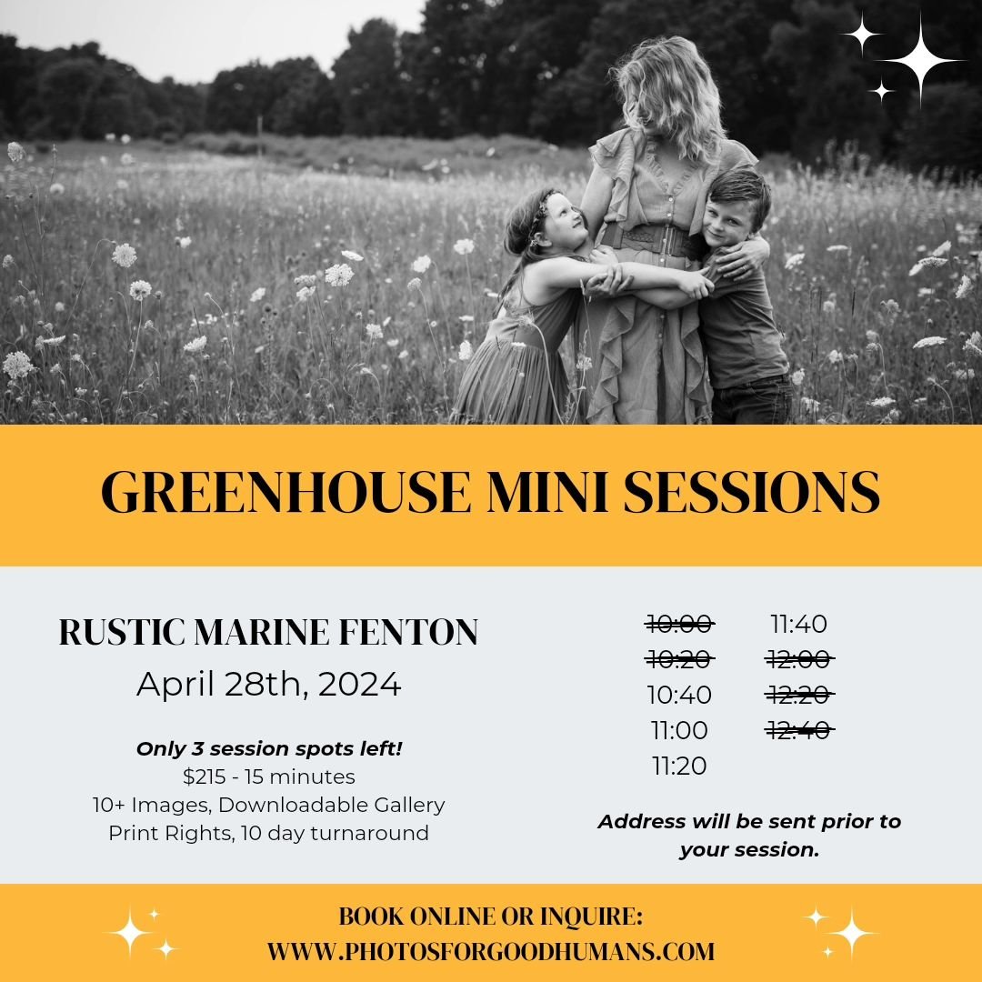 I just had a cancelation for next Sunday's photo sessions at Rustic Marine's greenhouse. Four open sessions remain! Who wants to have a little fun and help a great cause? Message me directly or use the  link in my bio.