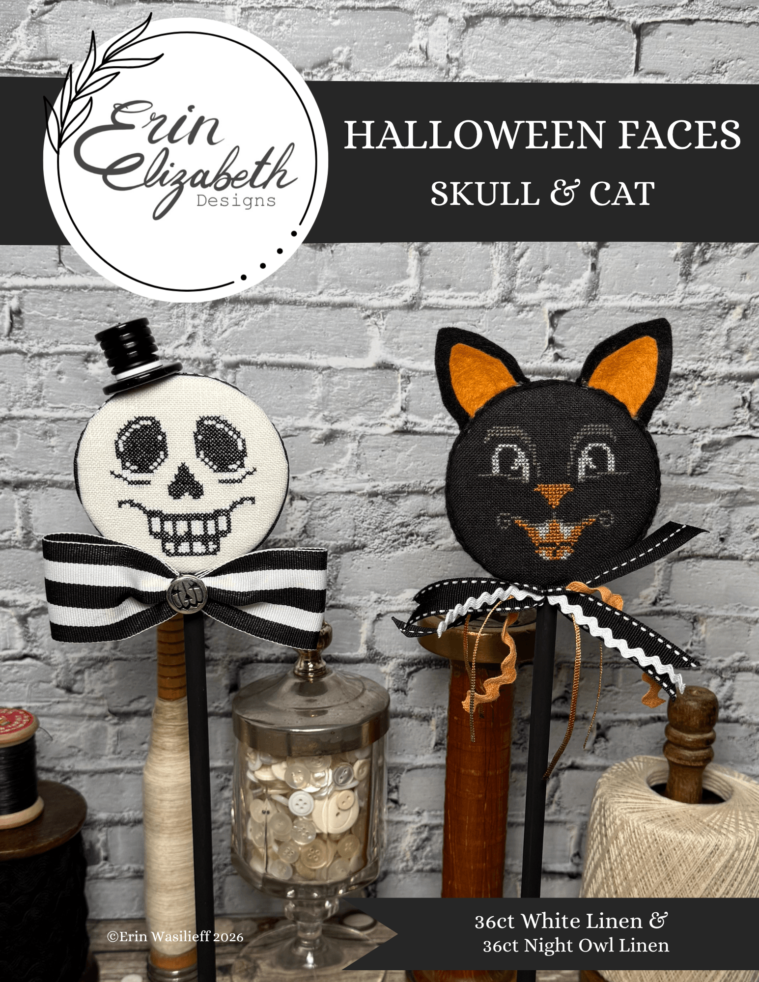 Halloween Faces - Skull & Cat
