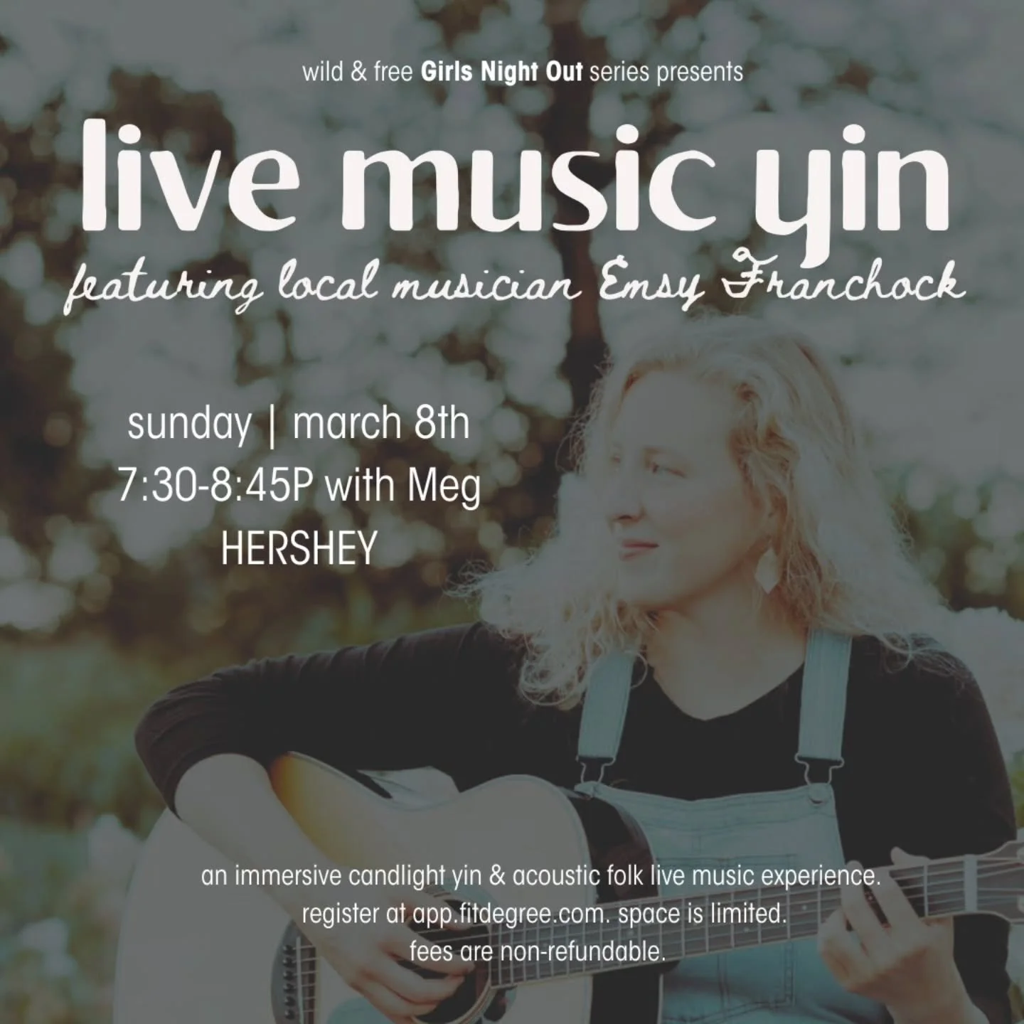 Live Music Yin🕯💫

Looking for the perfect way to unwind this weekend? We've got just thing!

Enjoy a 75 minute immersive candlelight yin &amp; live music experience featuring local acoustic folk musician Emsy Franchock. Class will be leg by Meg and