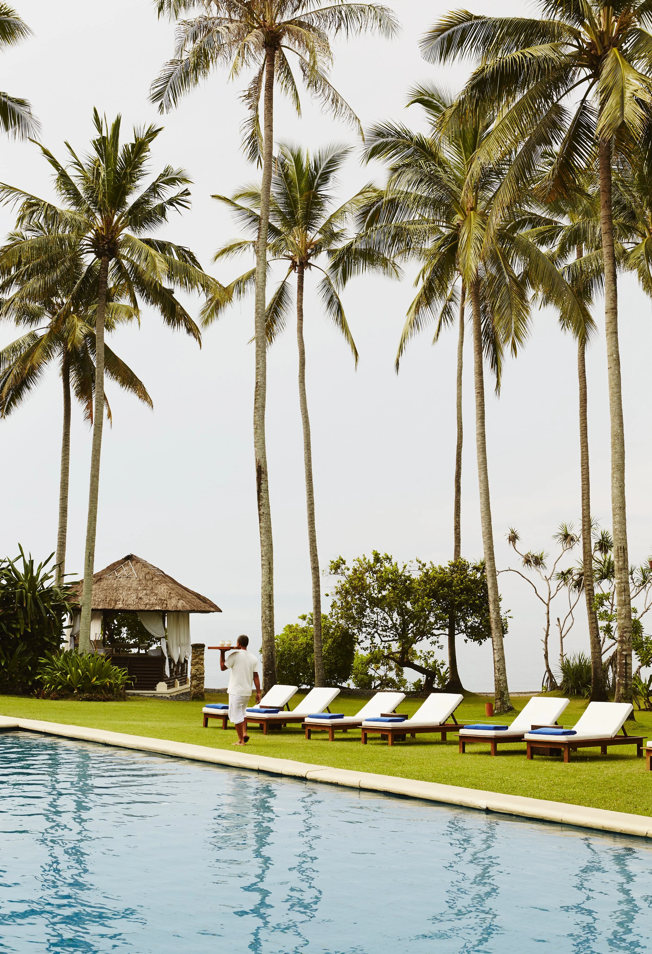 Hotel photography pool with lounge chairs