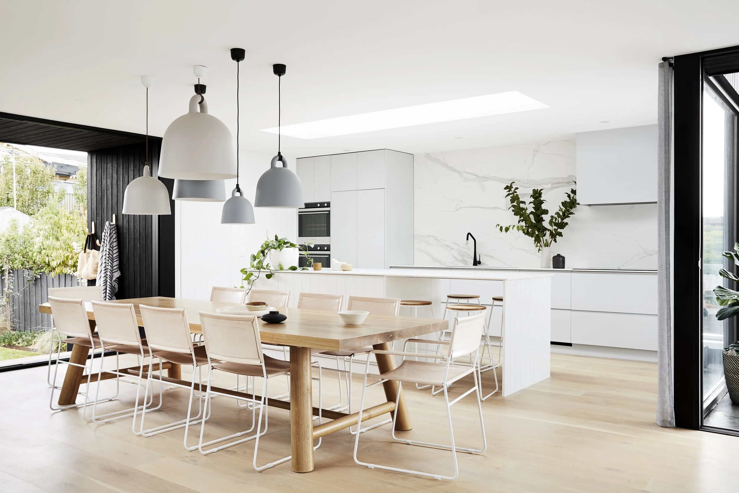 Interiors photography for builder, dining room with pendant lights