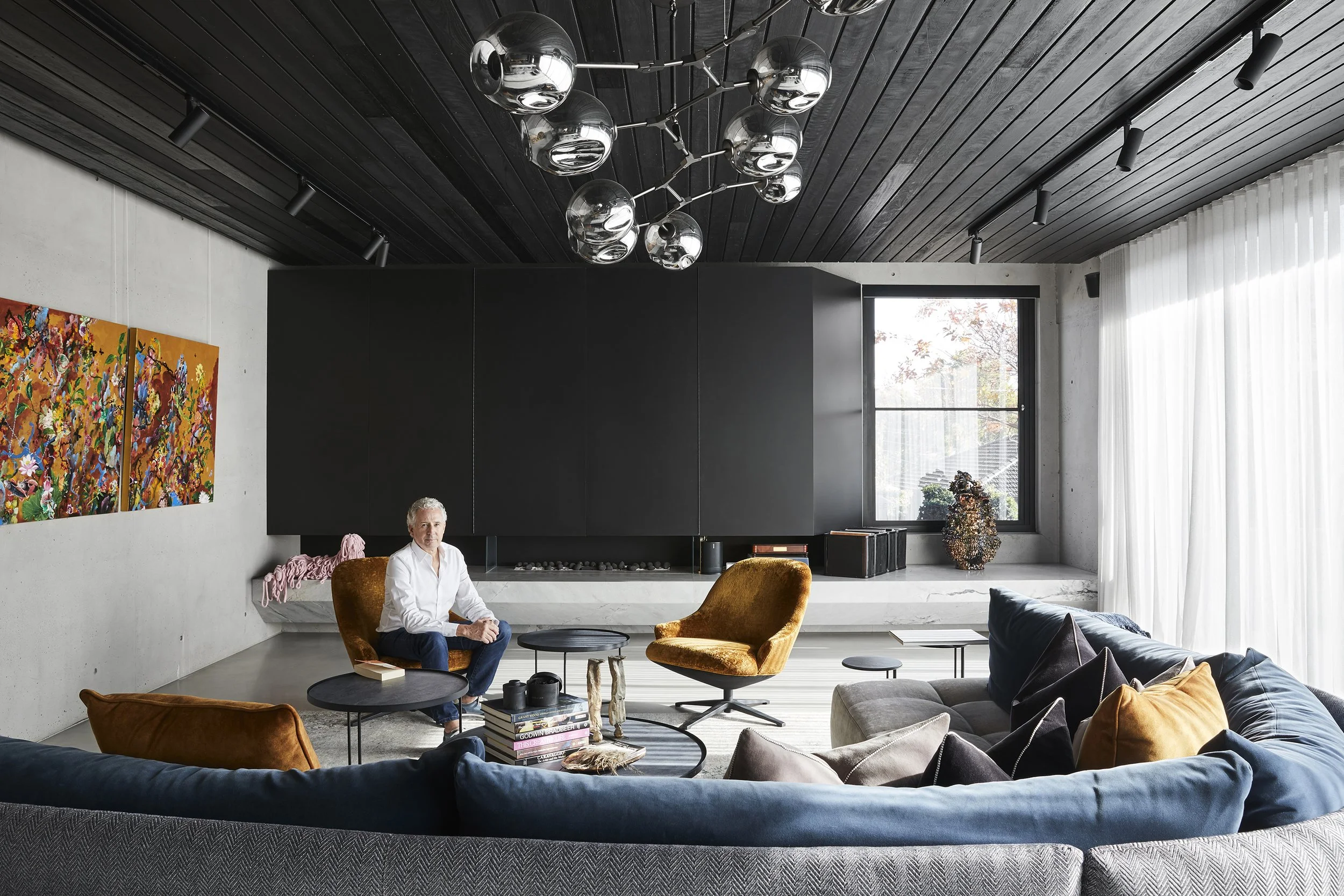 Andrew Penn home, luxury living room interiors photographer Melbourne