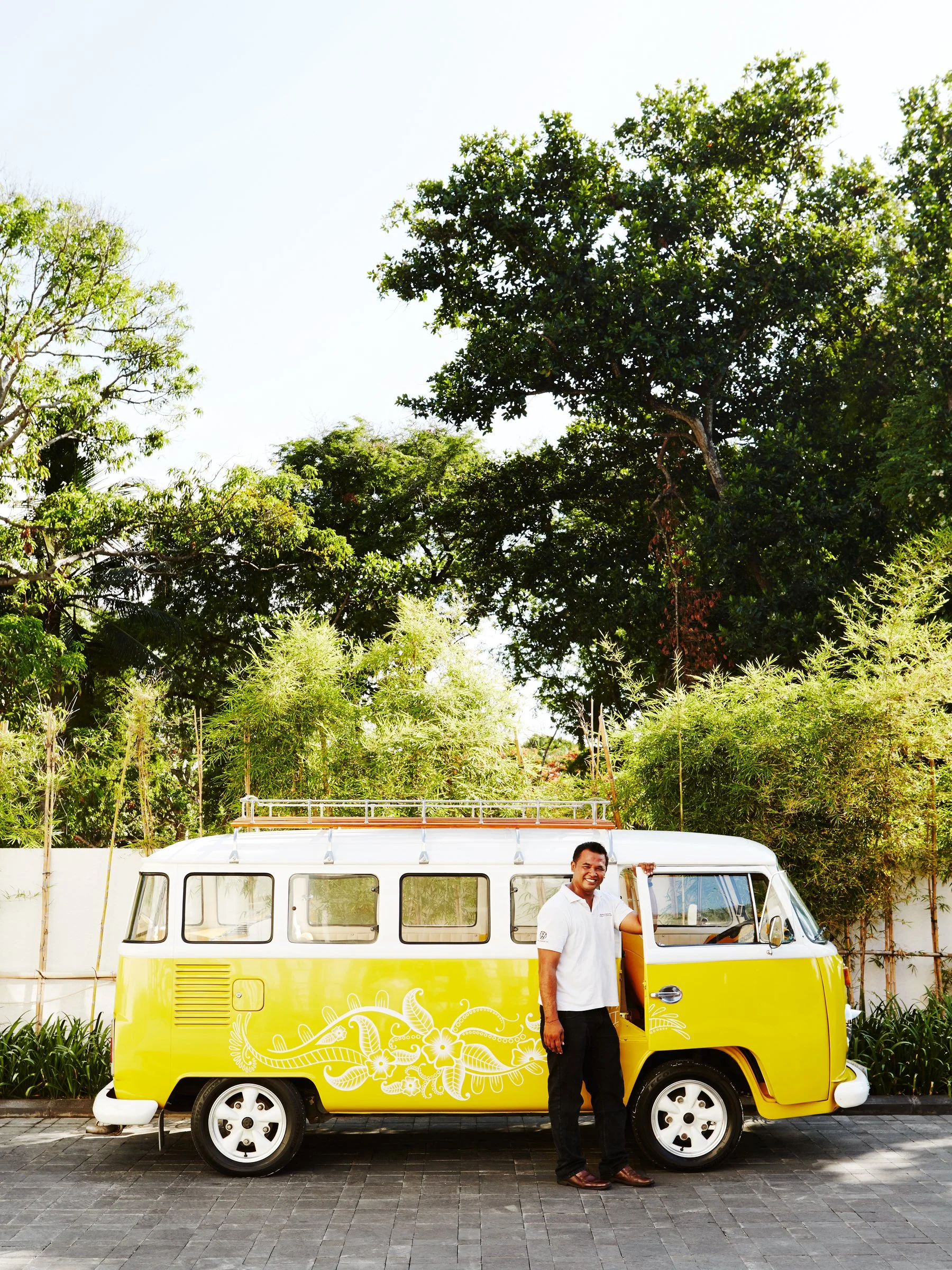 Alila hotels yellow Kombi van detail, travel photographer Annette O'Brien