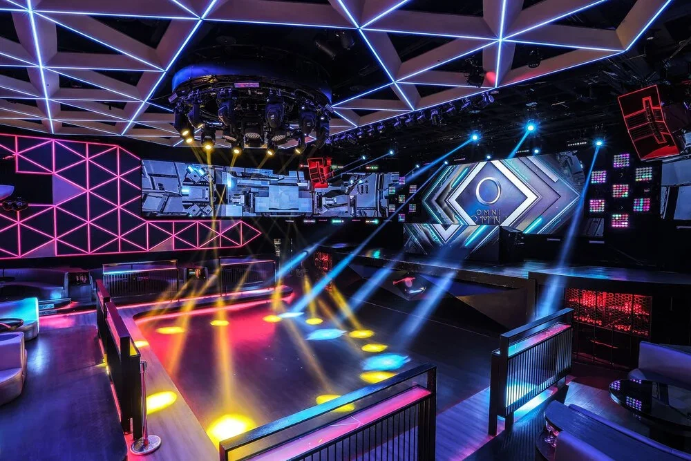OMNI Nightclub – dance floor, stage and suspended speaker arrays – nightclub audio integration – Taipei, Taiwan