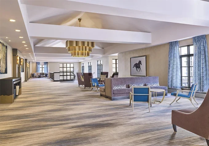 Grand Hyatt Vail – upper-level lounge seating area with chandelier – hotel interior – Vail, CO