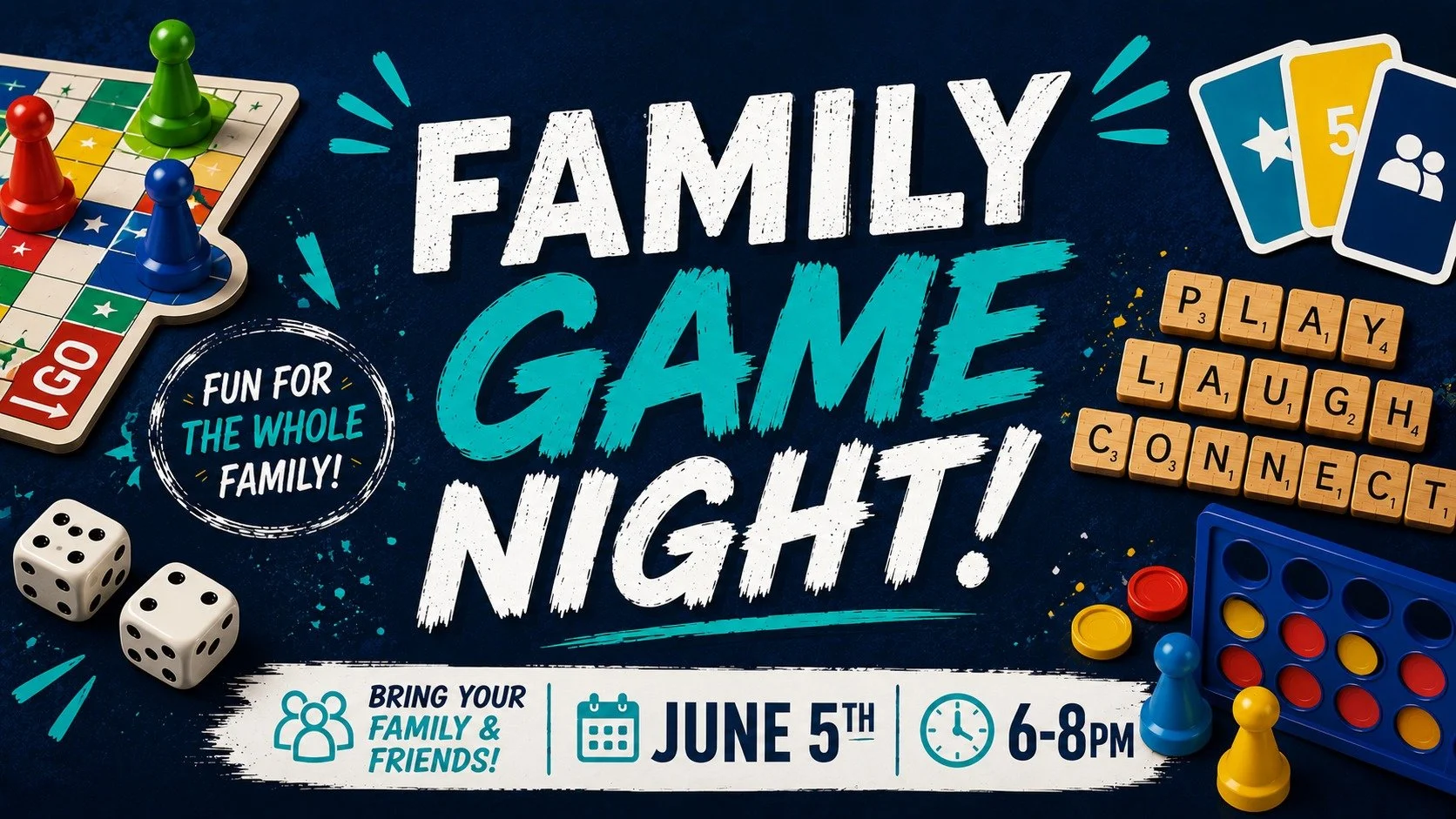 🎉 Family Game Night at Coastal Church! 🎉
Join us on June 5 from 6&ndash;8 PM for a night of family fun, friendly competition, and great memories. Whether you're a board game champion or just looking for a fun evening together, there's something for