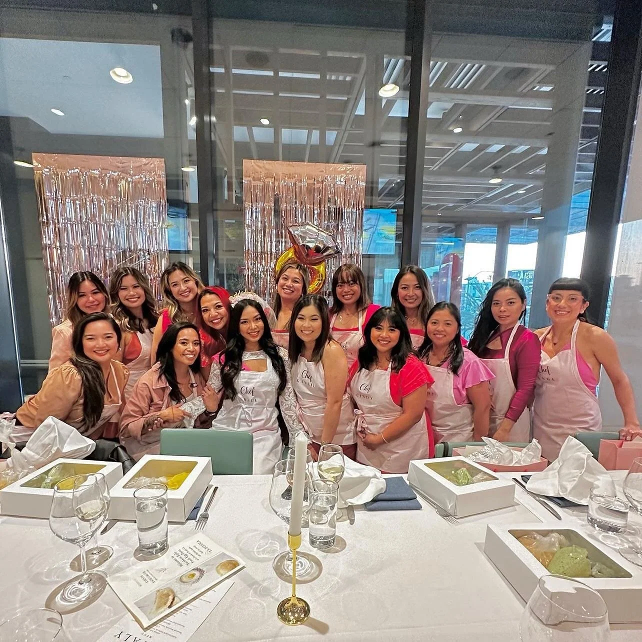 Bon App&egrave;tit &amp; compliments to the chefs!! 👩🏼&zwj;🍳

What a cute idea for a bachelorette party! 🍾

Each gal got a custom apron with their name on it from us, @vowtoperfectionevents ! They all look so cute!! Thank you for letting Vow To P