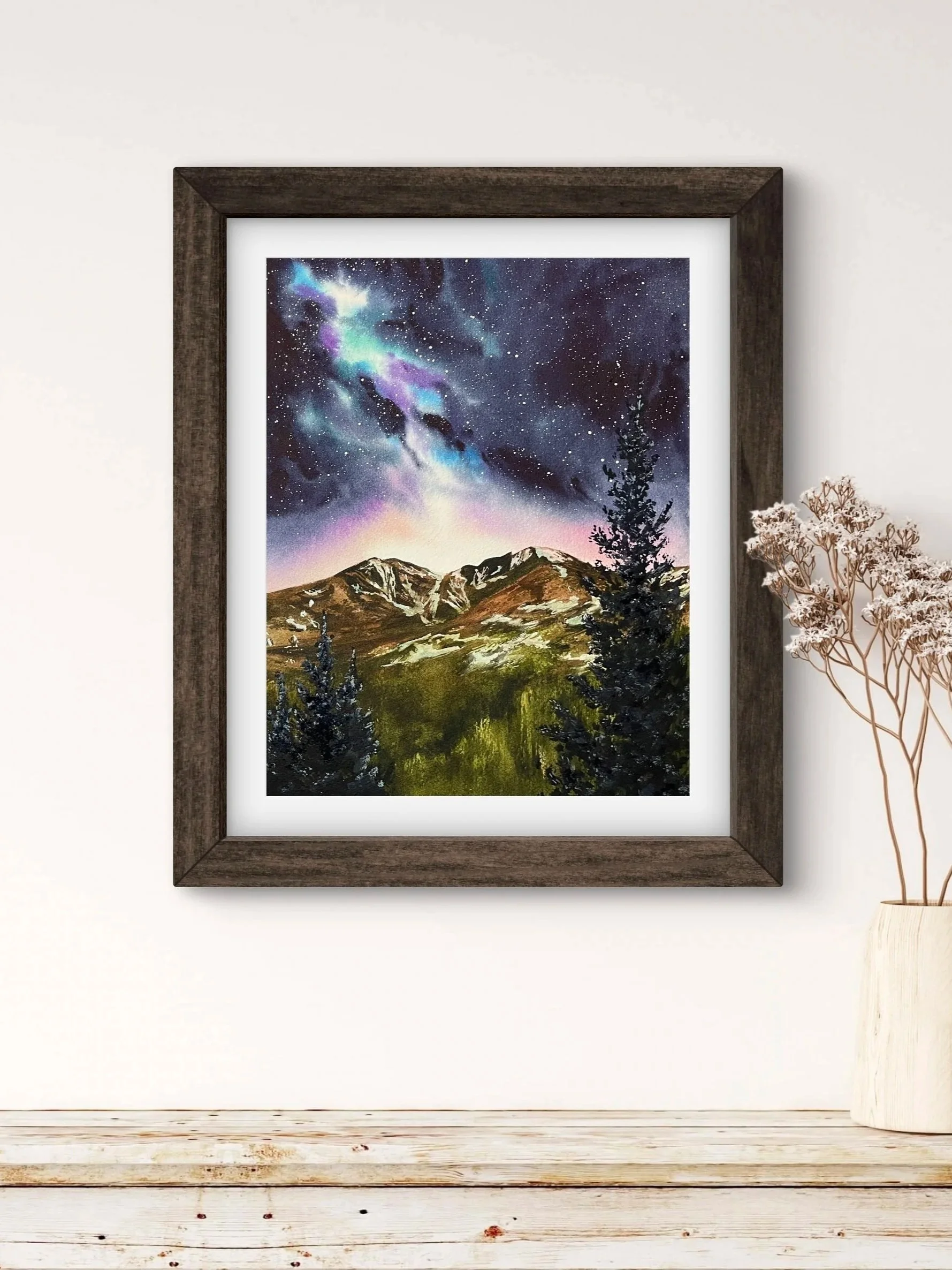 Longs Peak Rocky Mountain National Park Watercolor Painting