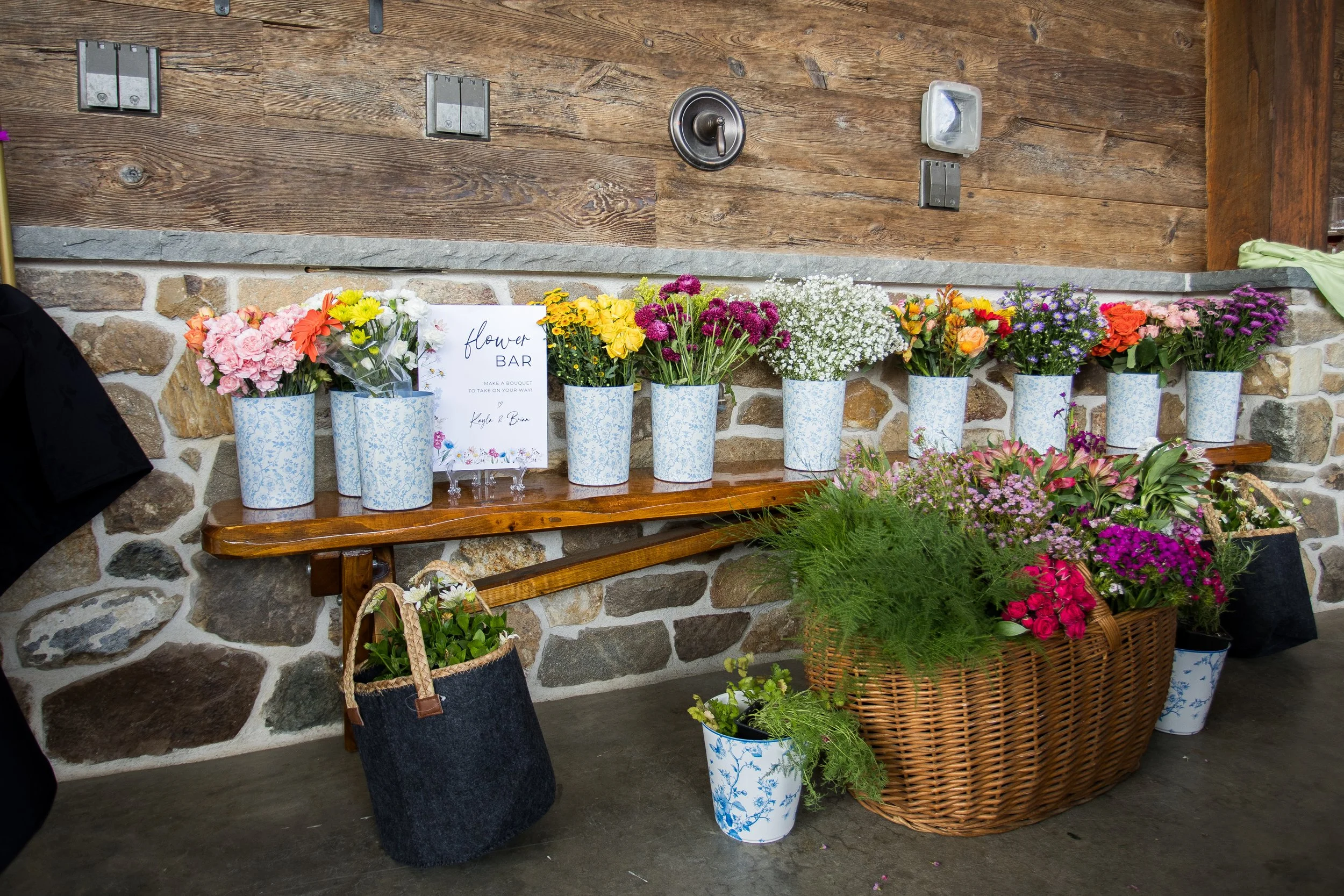 This host brough in beautiful local flowers to create a build-your-own bouquet station!