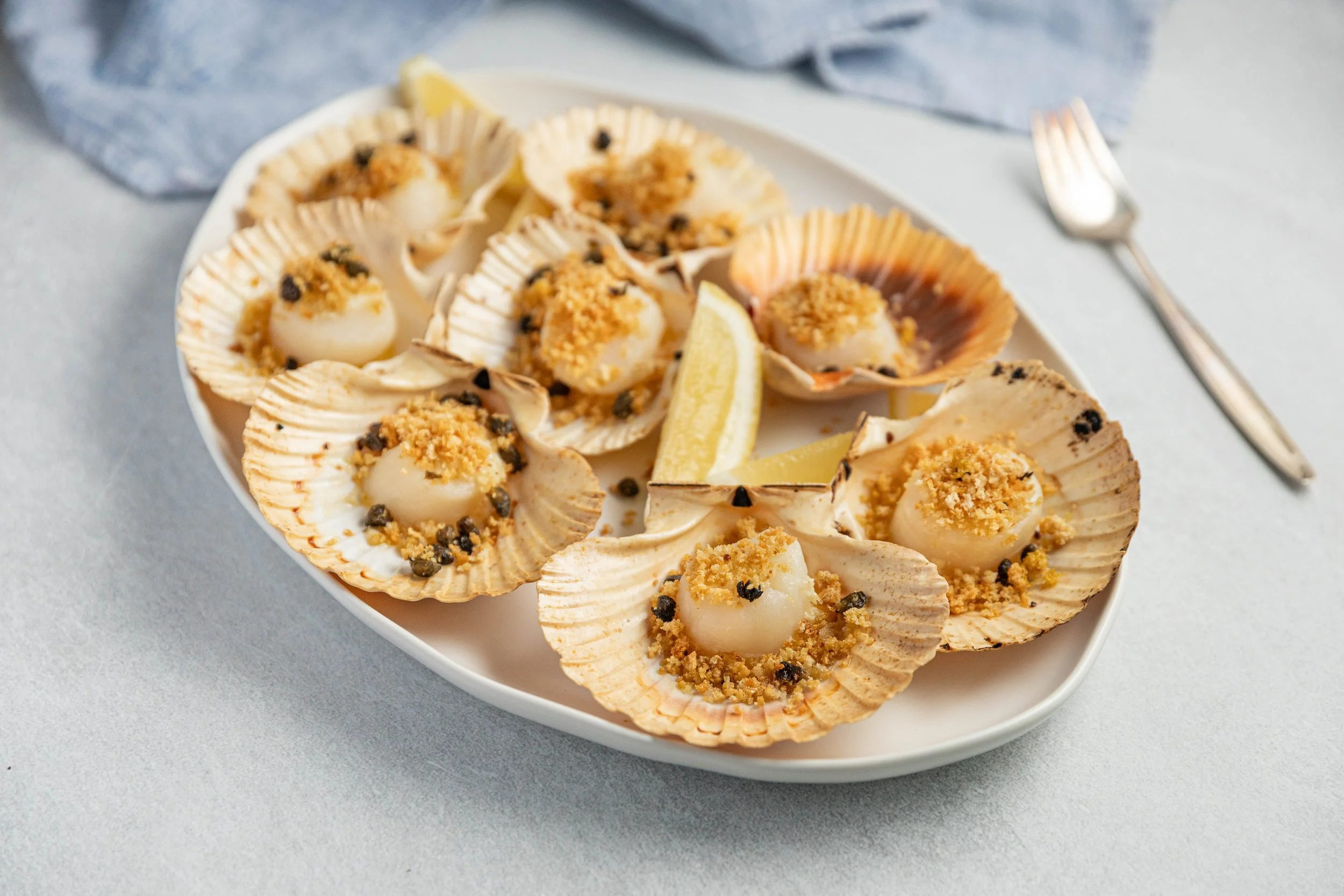 Mediterranean-Inspired Scallops with Caper Crumb — Good Chef Bad Chef