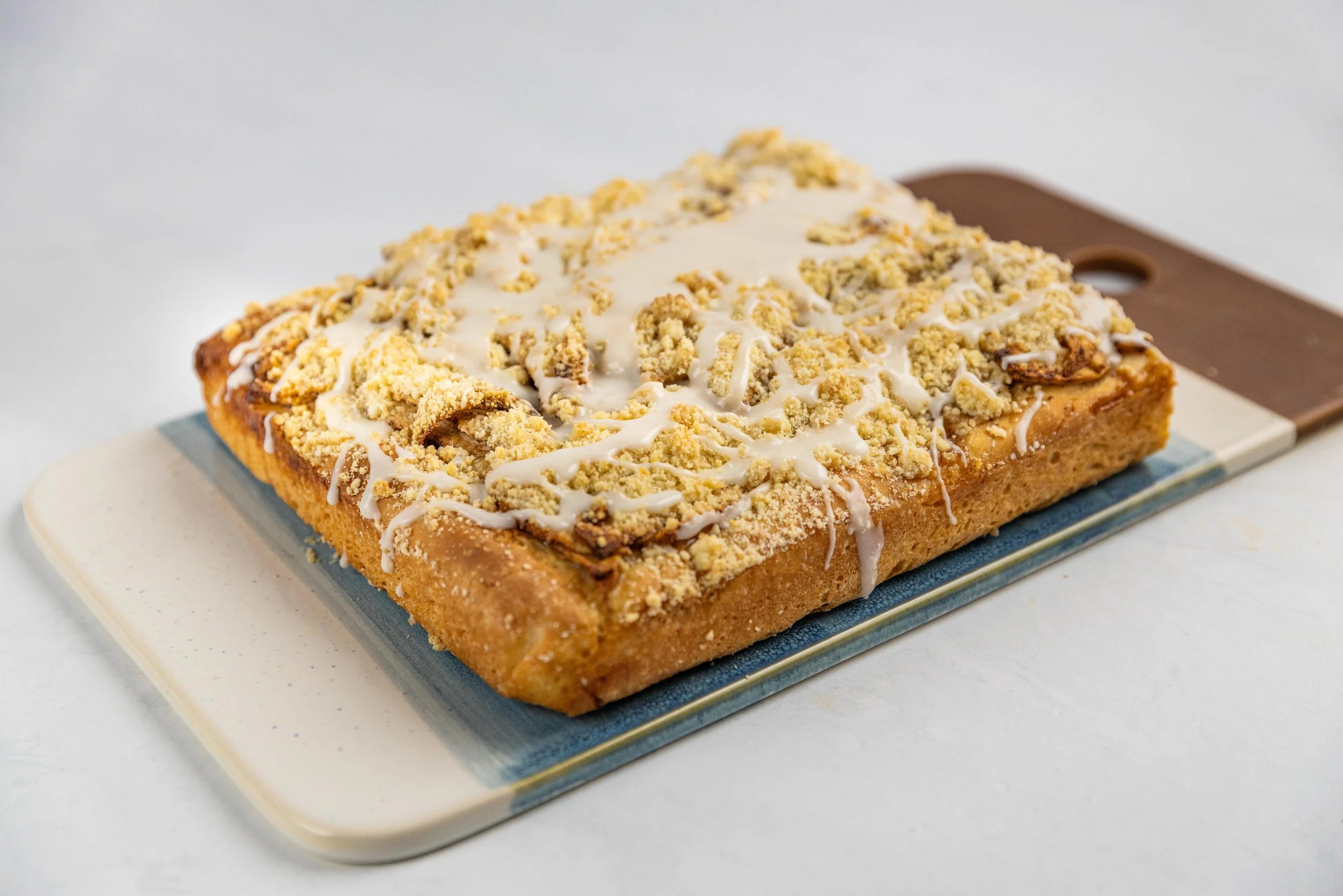 Apple Crumble Focaccia with Vanilla Drizzle