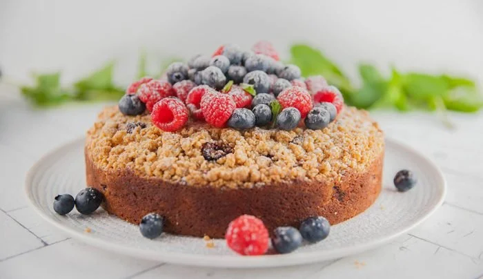 Lemon Sour Cream Cake with Berries