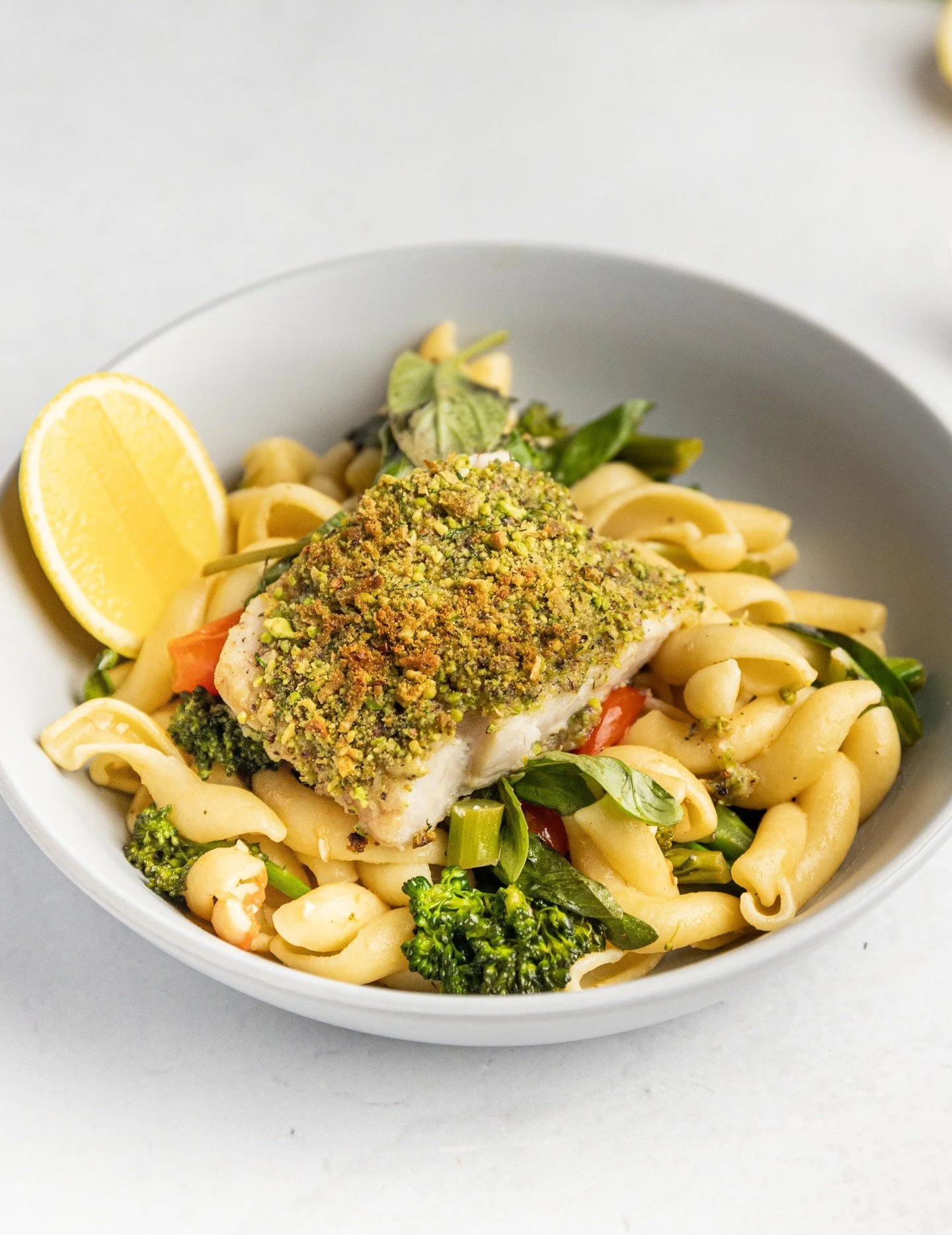 Elegant enough for company, easy enough for Tuesday! Jo's Pistachio-Crusted Hoki with Casarecce Pasta features flaky @ocean_chef hoki with a nutty, crunchy pistachio crust paired with perfectly cooked pasta. It's restaurant-quality cooking made simpl