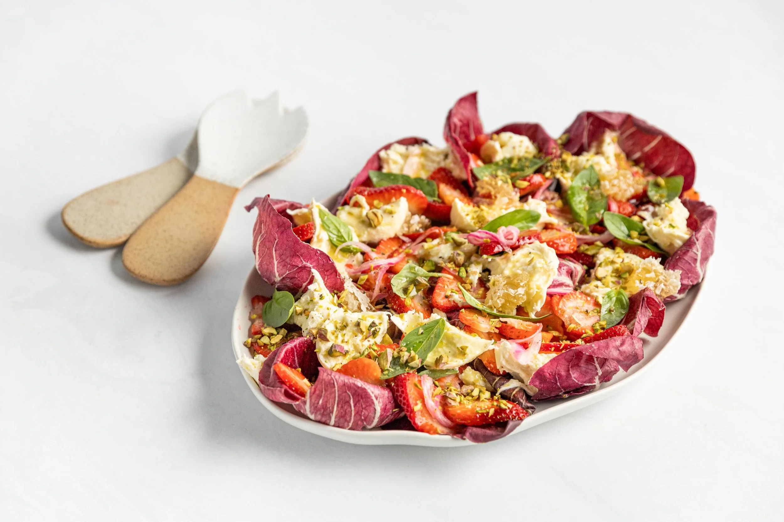 Strawberry Radicchio Honeycomb &amp; Mozzarella Salad