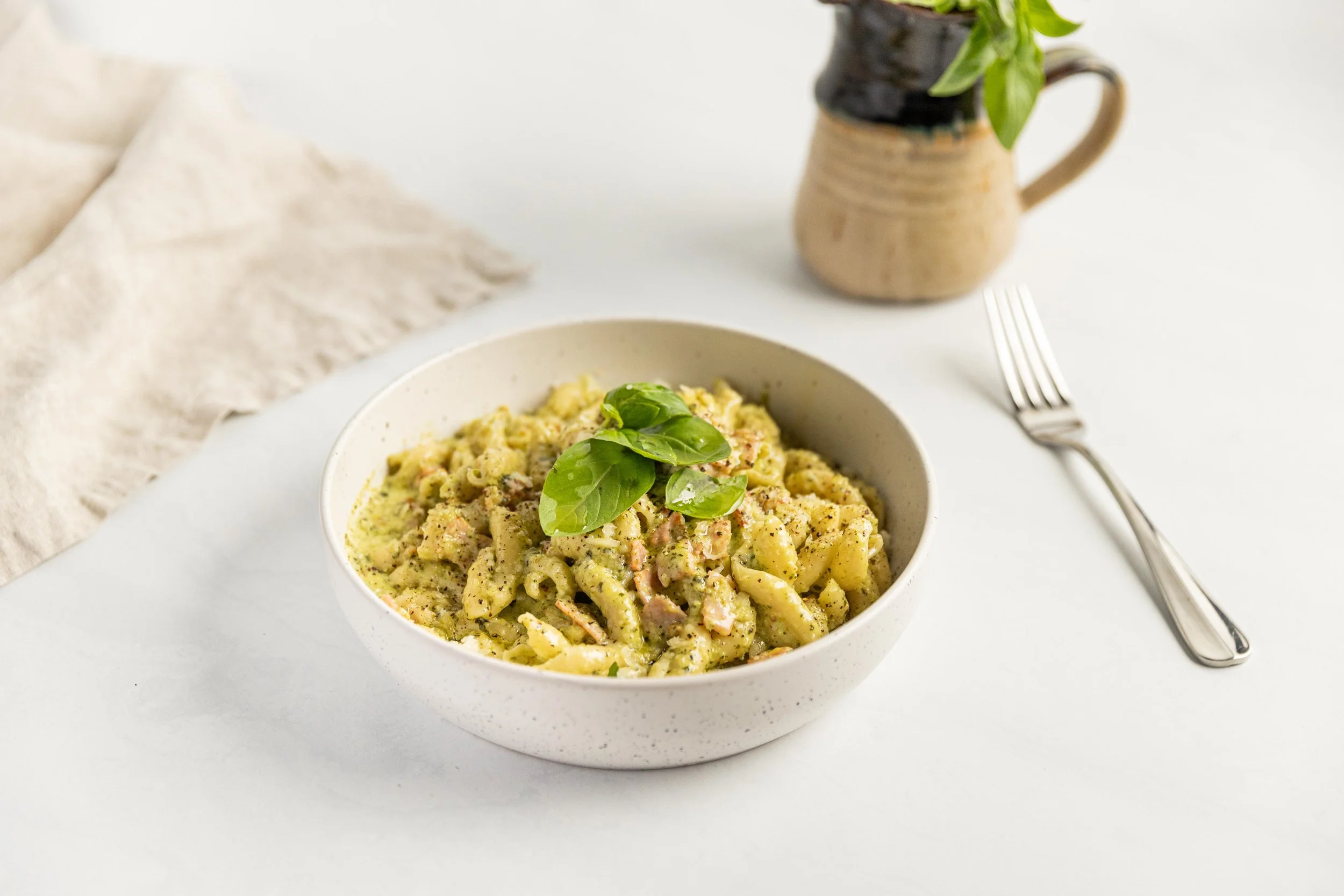 Broccoli Pesto &amp; Bacon Pasta