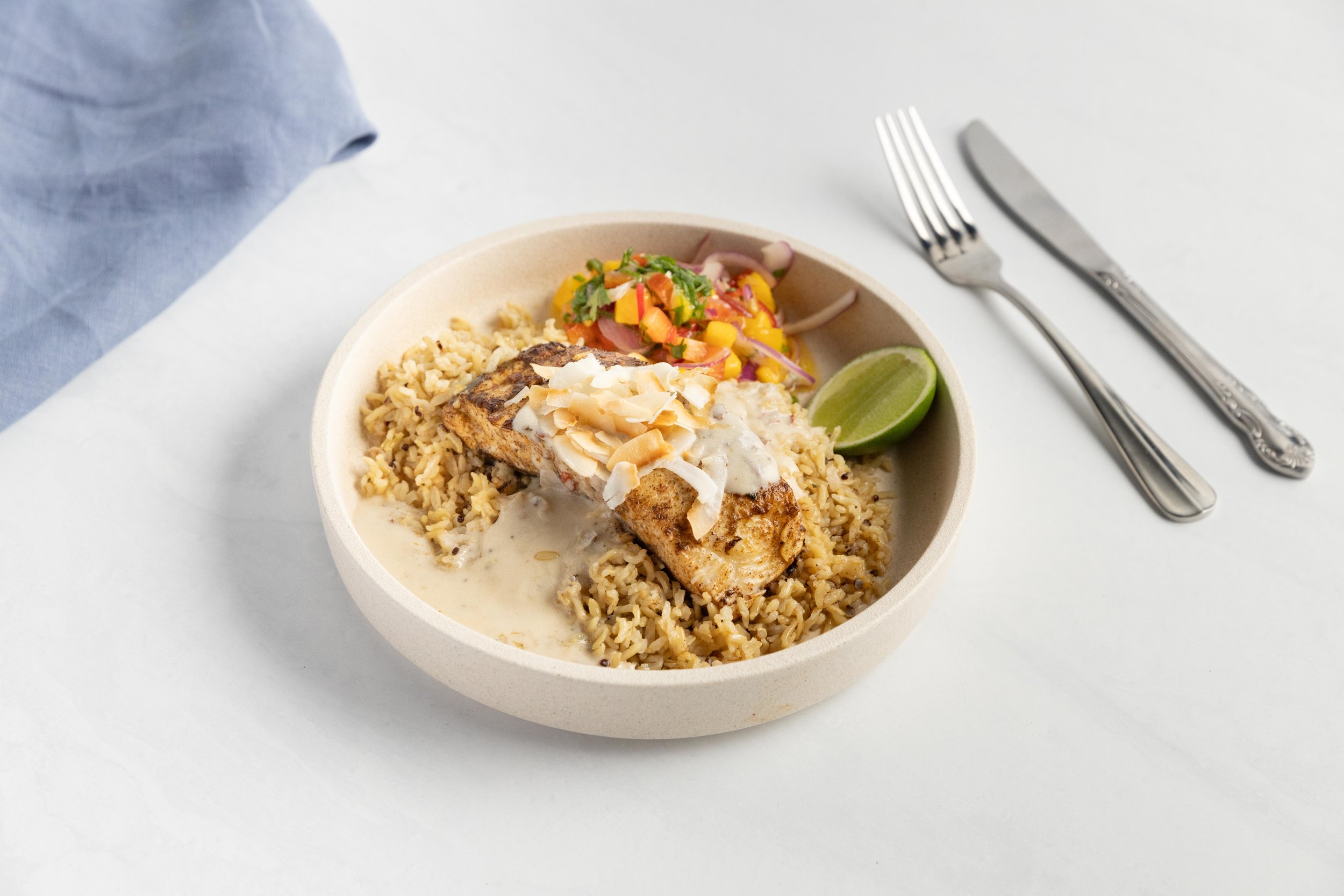 Coconut &amp; Lime Fish with Mango Salsa