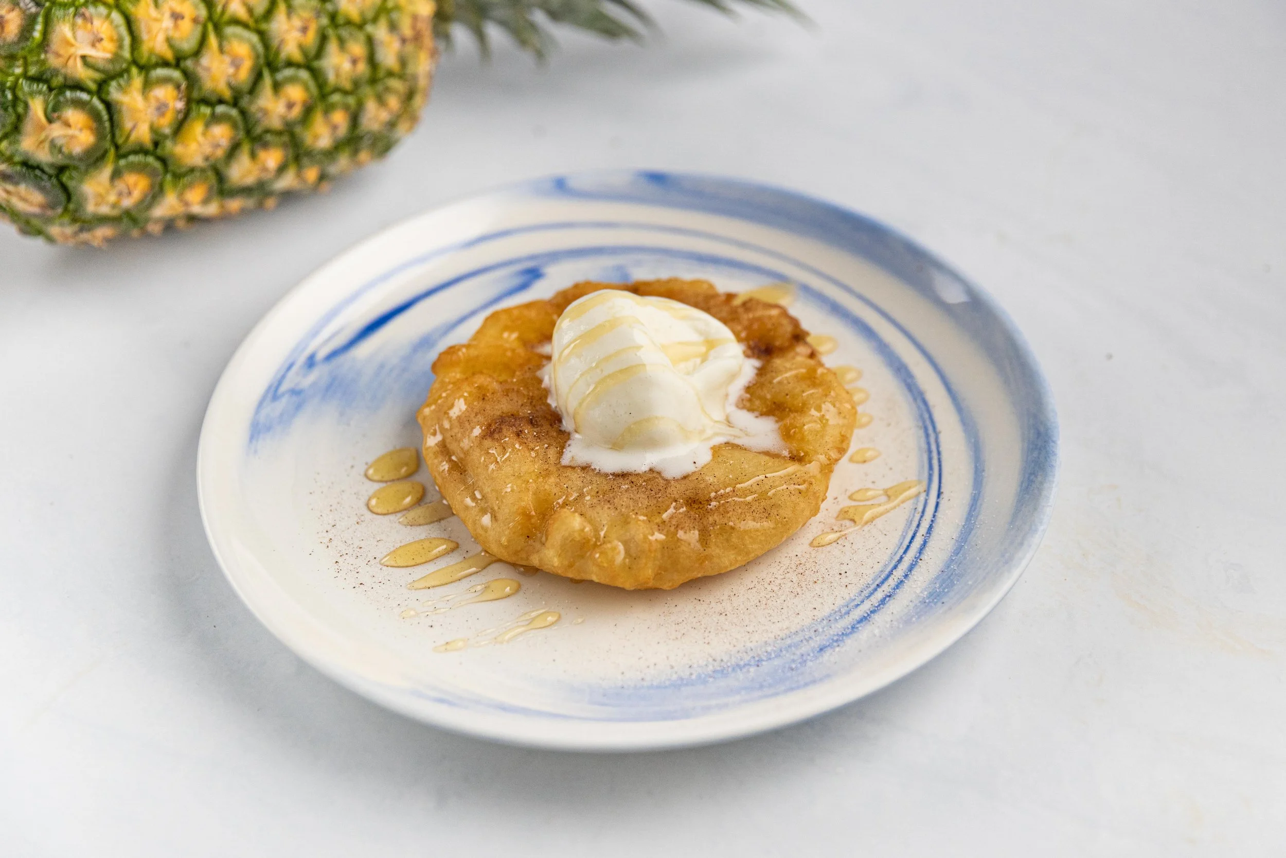 Pineapple Fritters with Ice Cream