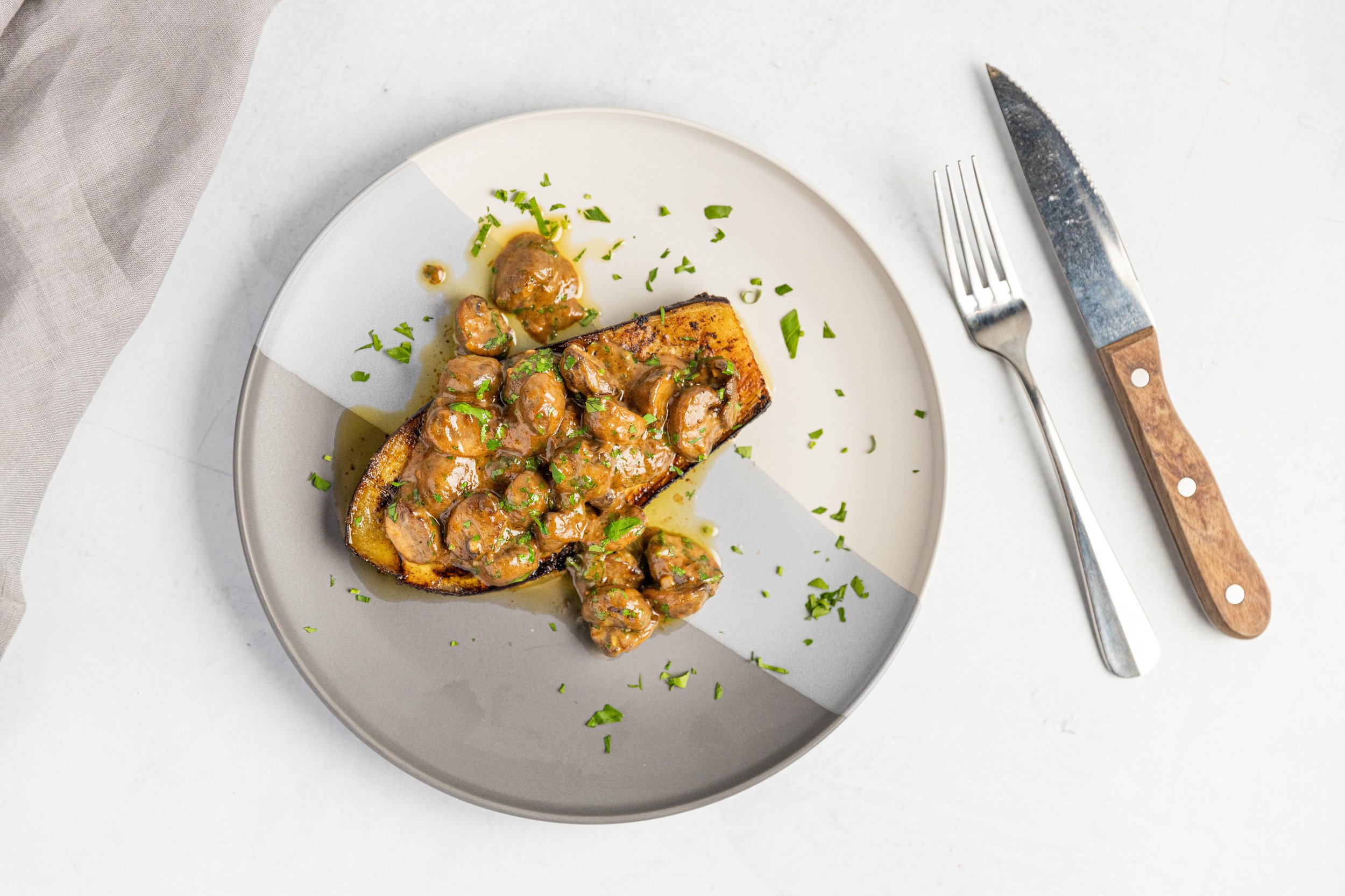Eggplant Steaks with Mushroom Sauce