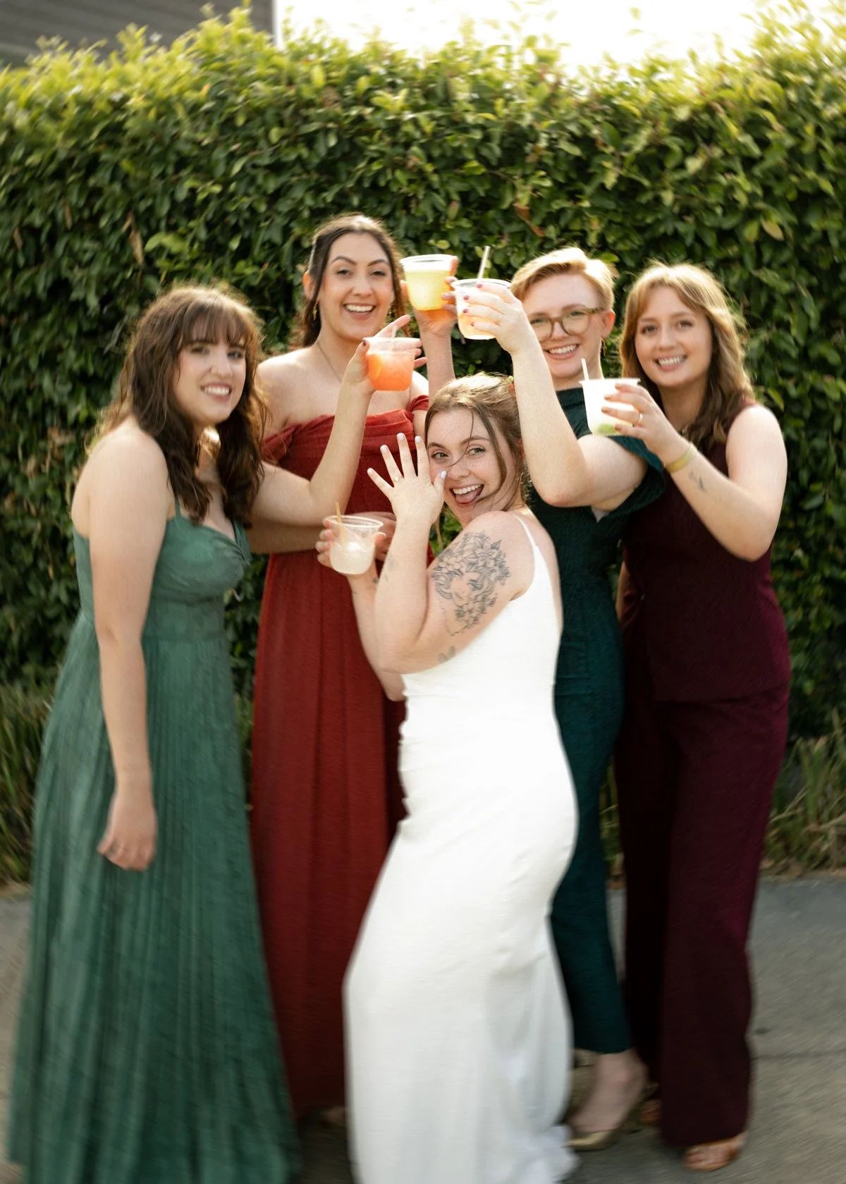 Bridal party wedding photos marin mill valley community center.