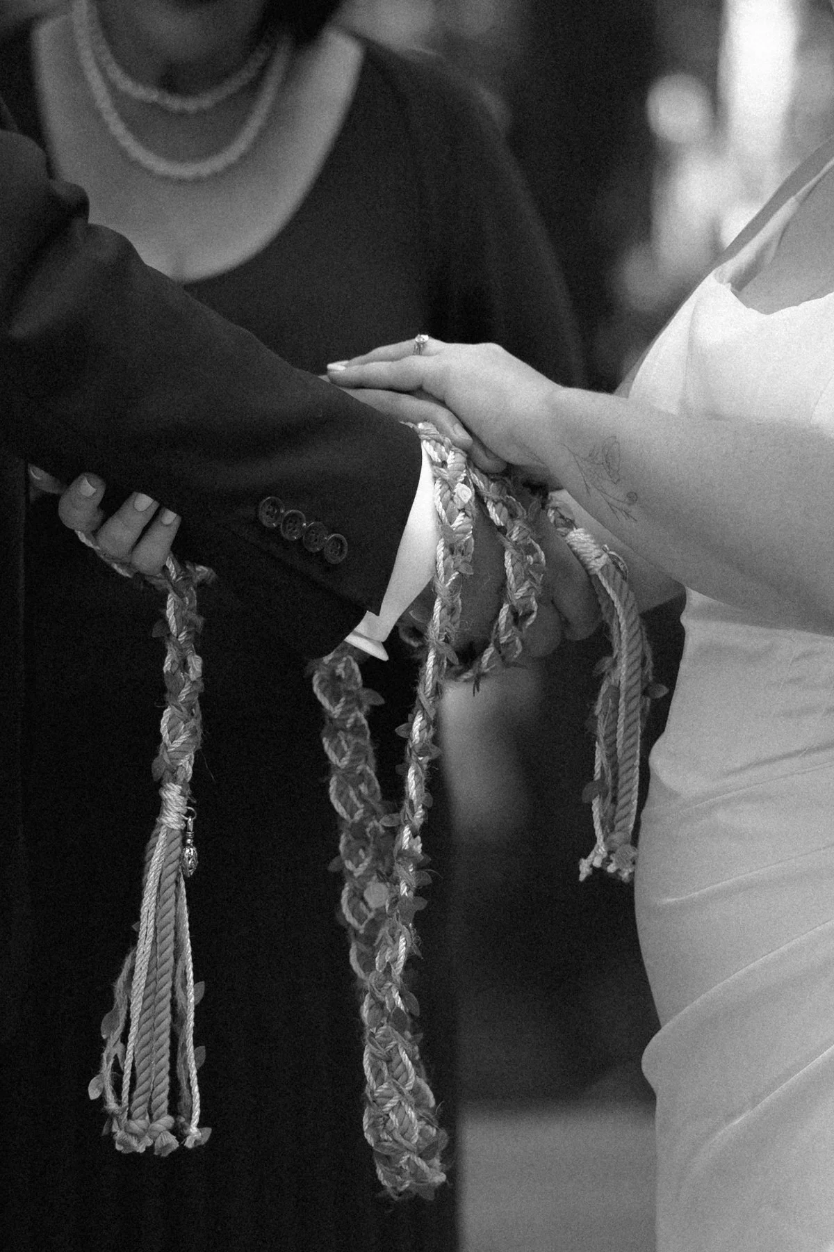 Hand fastening ceremony with rope