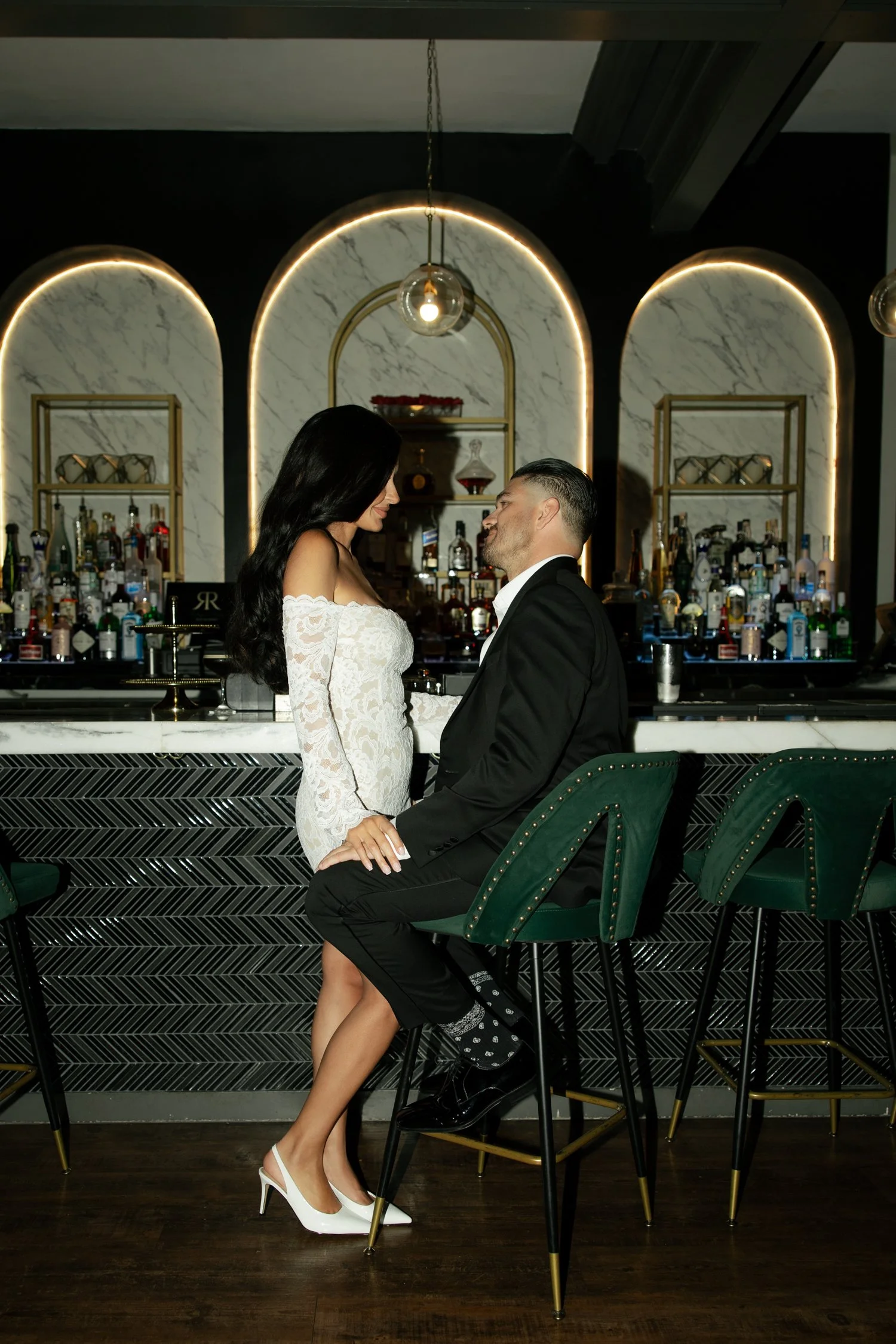 date-night-engagement-session at a bar