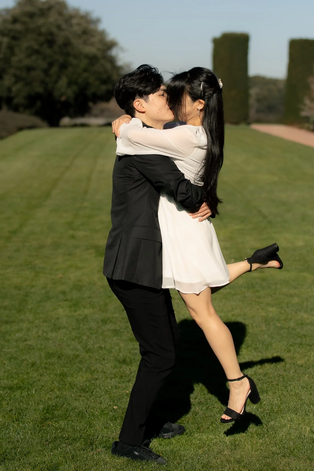 Black and white romantic engagement photos by a livermore california photographer