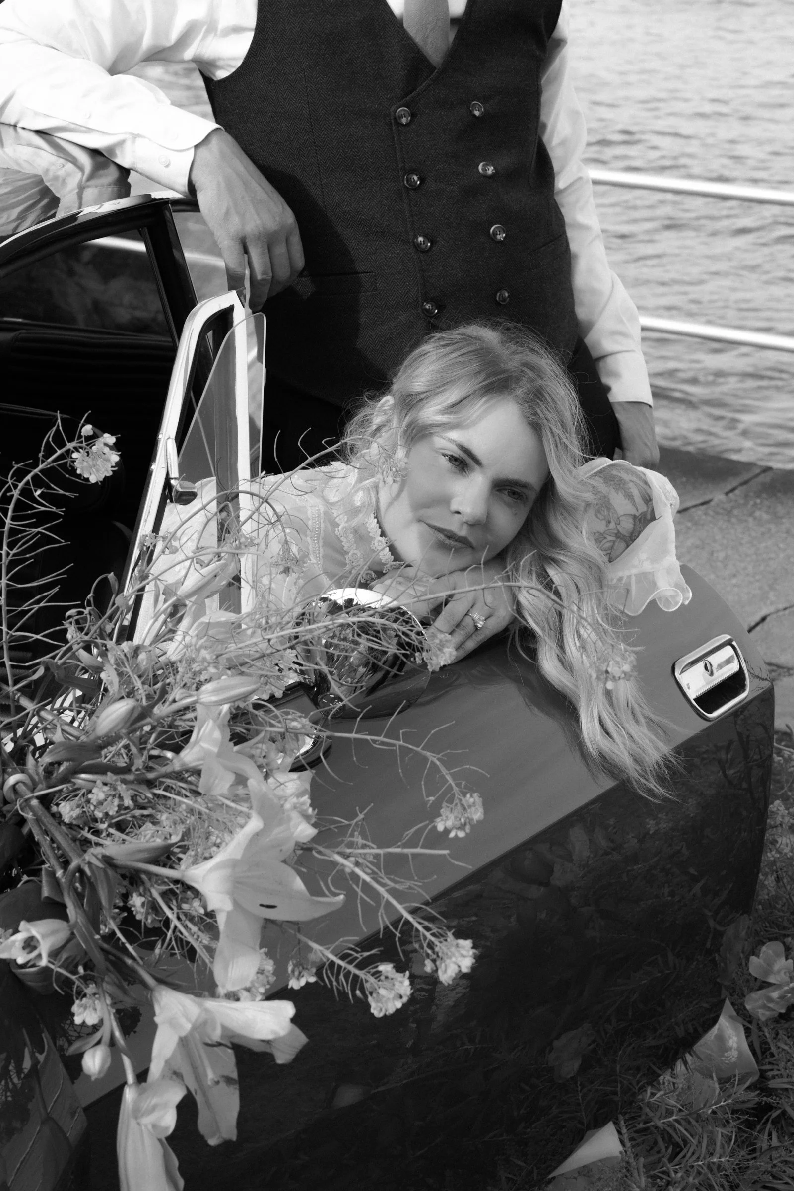 black and white bride and groom portraits - romantic authentic and editorial wedding photographer in northern california