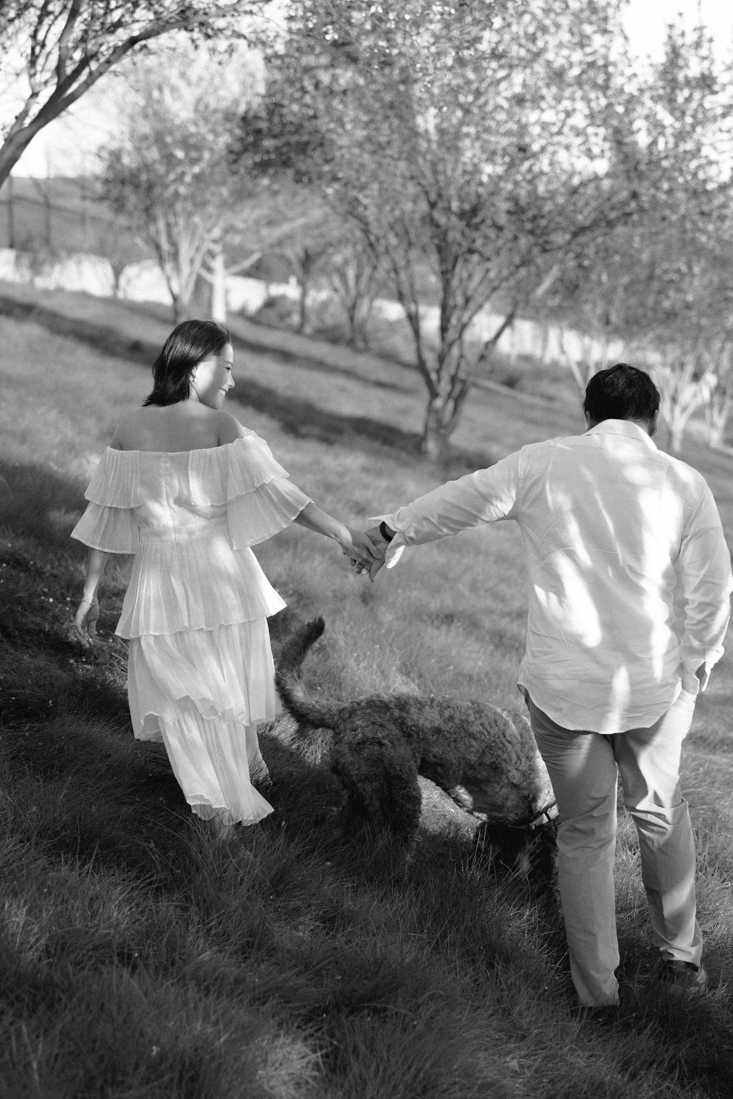 Goofy couples photos with a dog east bay area northern california black and white