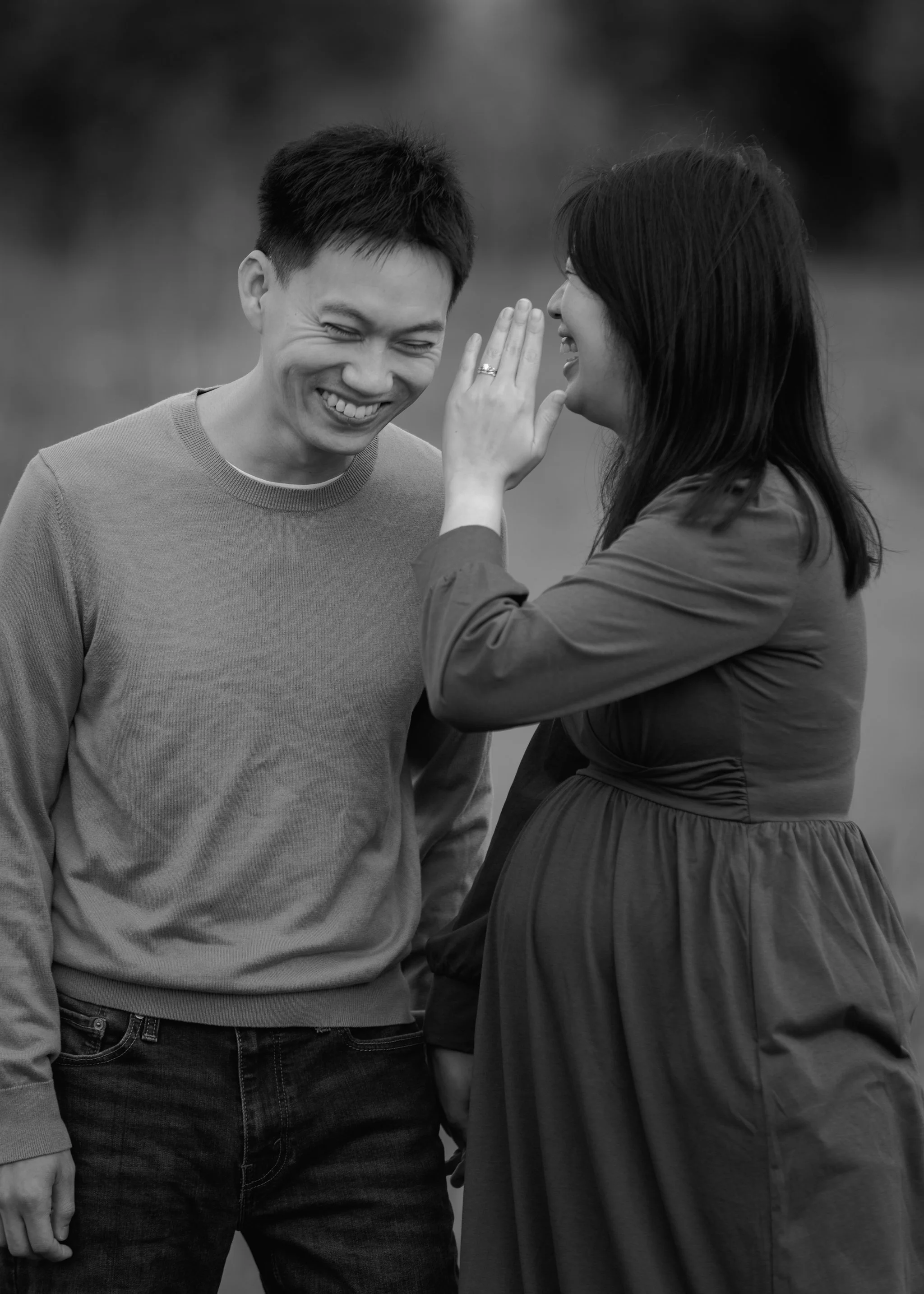 Black and white cinematic maternity photos