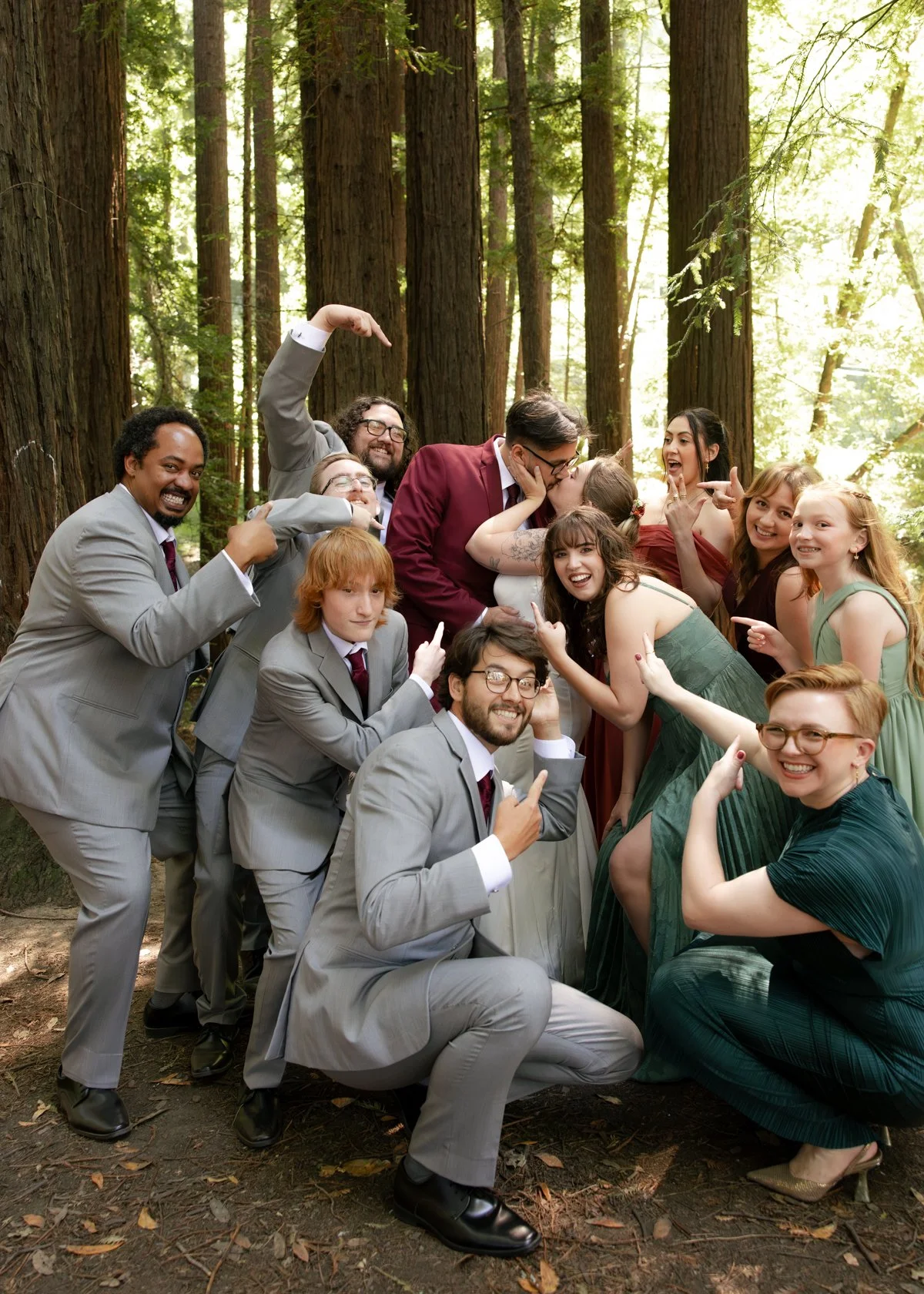 Fun bride and groom party photos old mill park