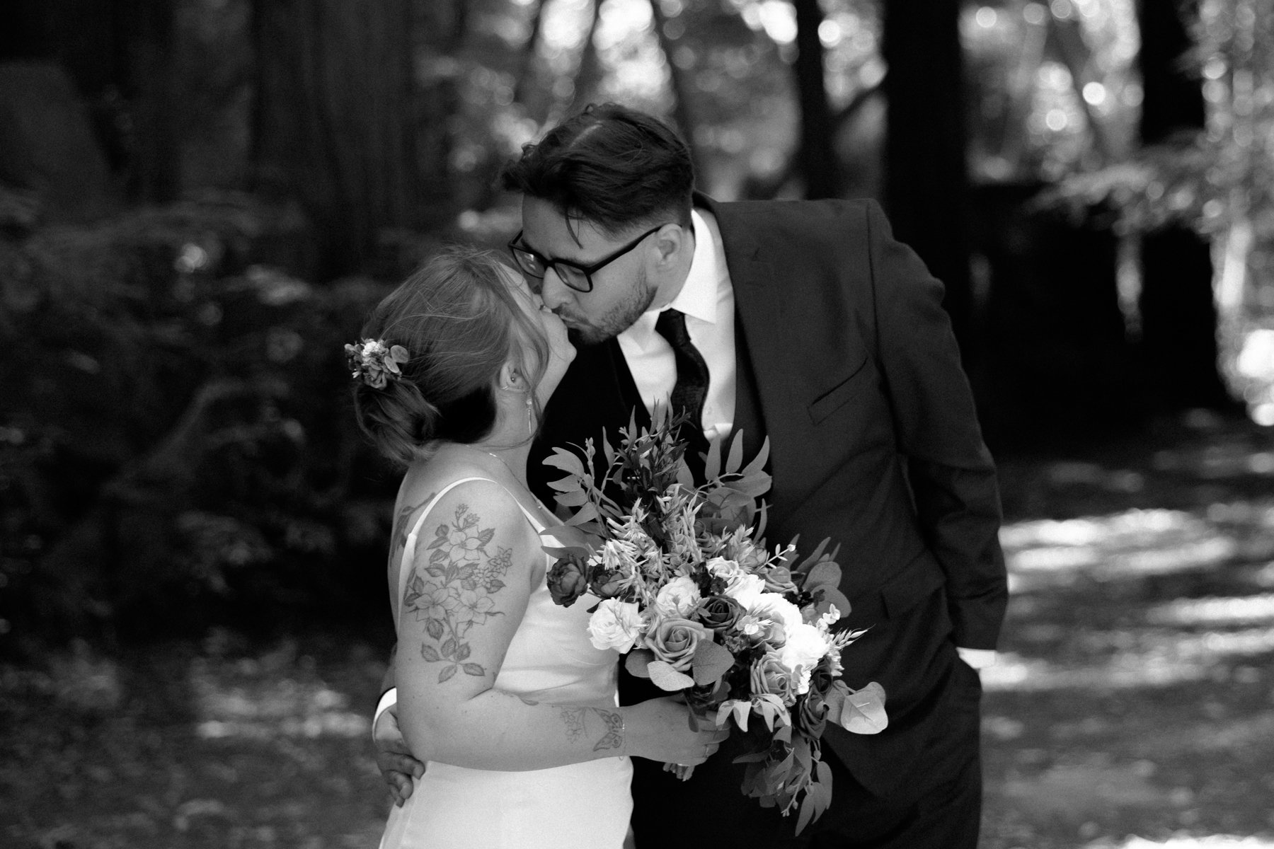 Bride and groom portraits mill valley community center