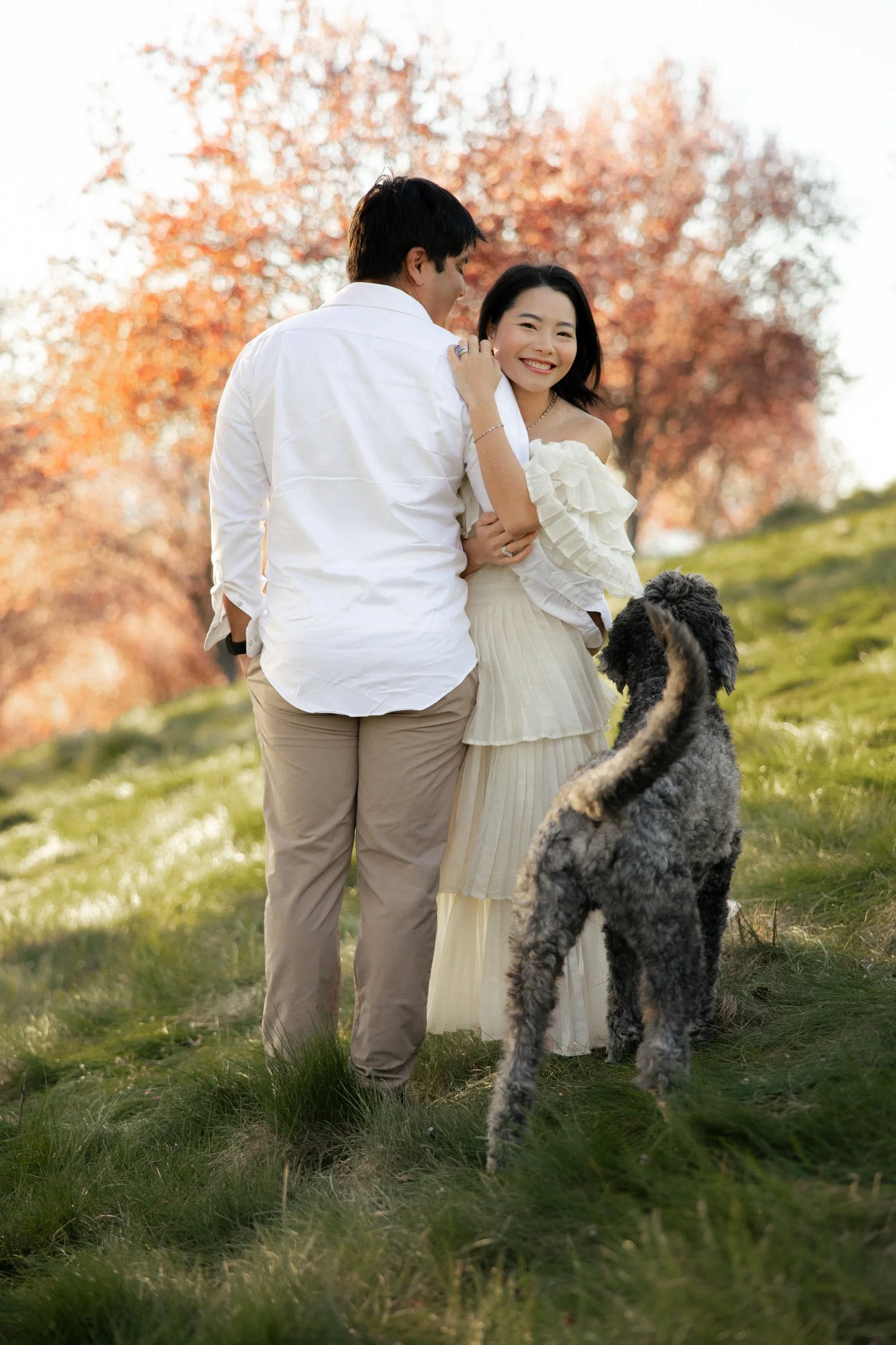 Cute couples photoshoot with dog in the california bay area