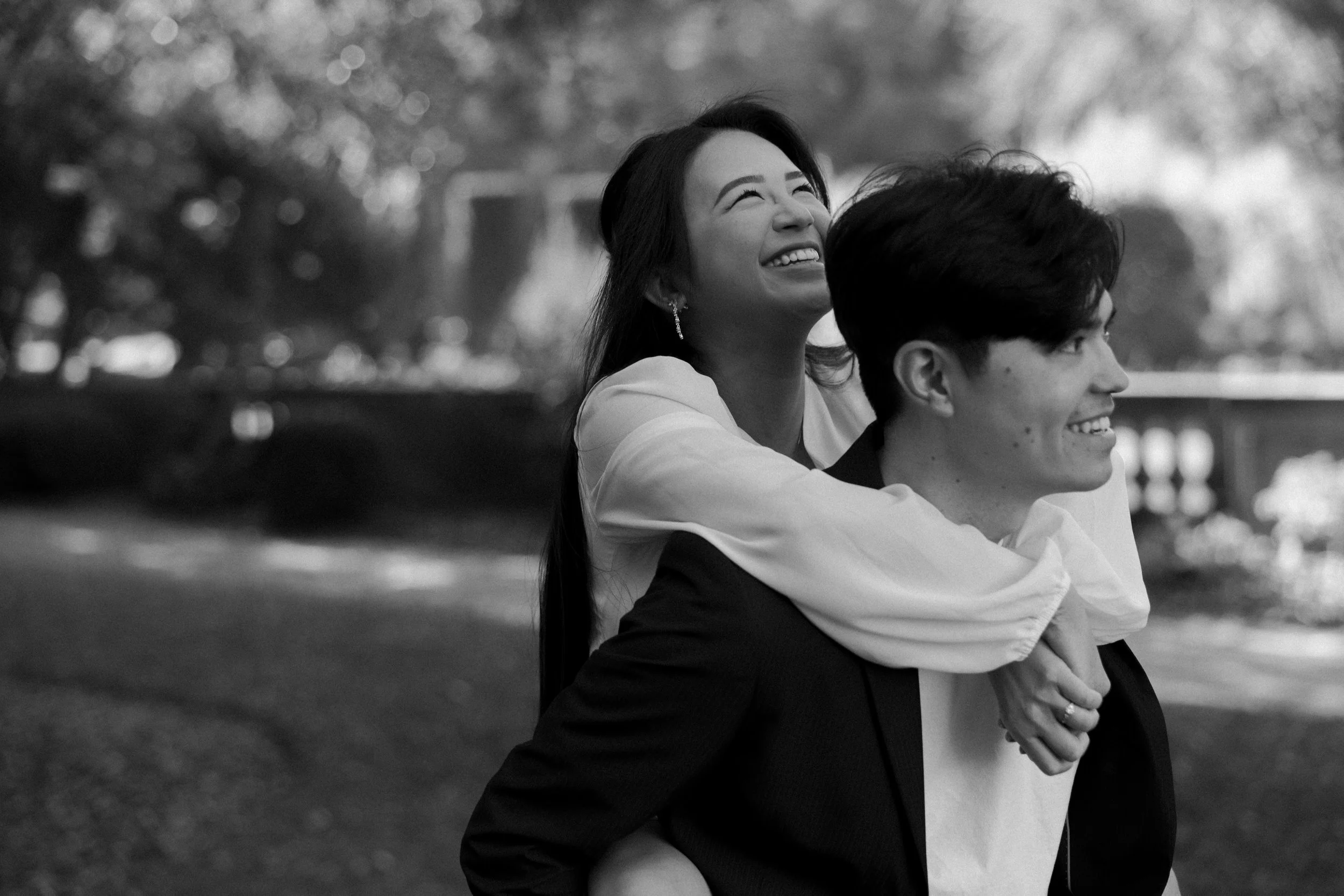 Black and white romantic engagement photos by a bay area california photographer