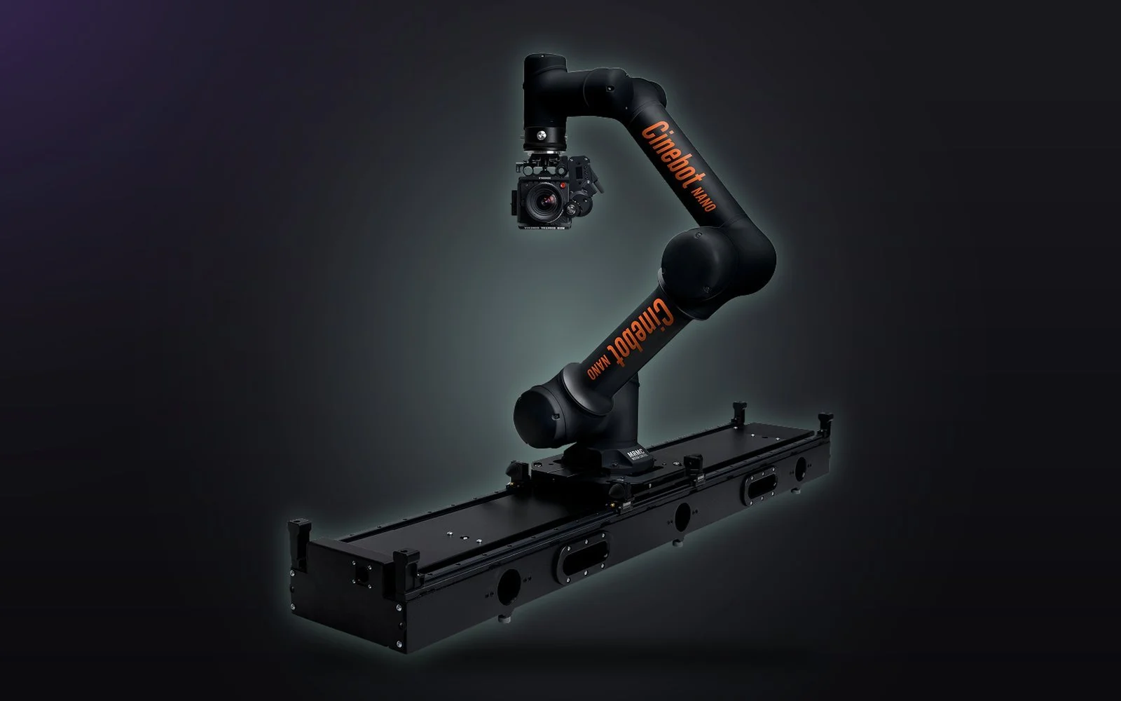 Cinebot Nano motion control robot arm on its precision track