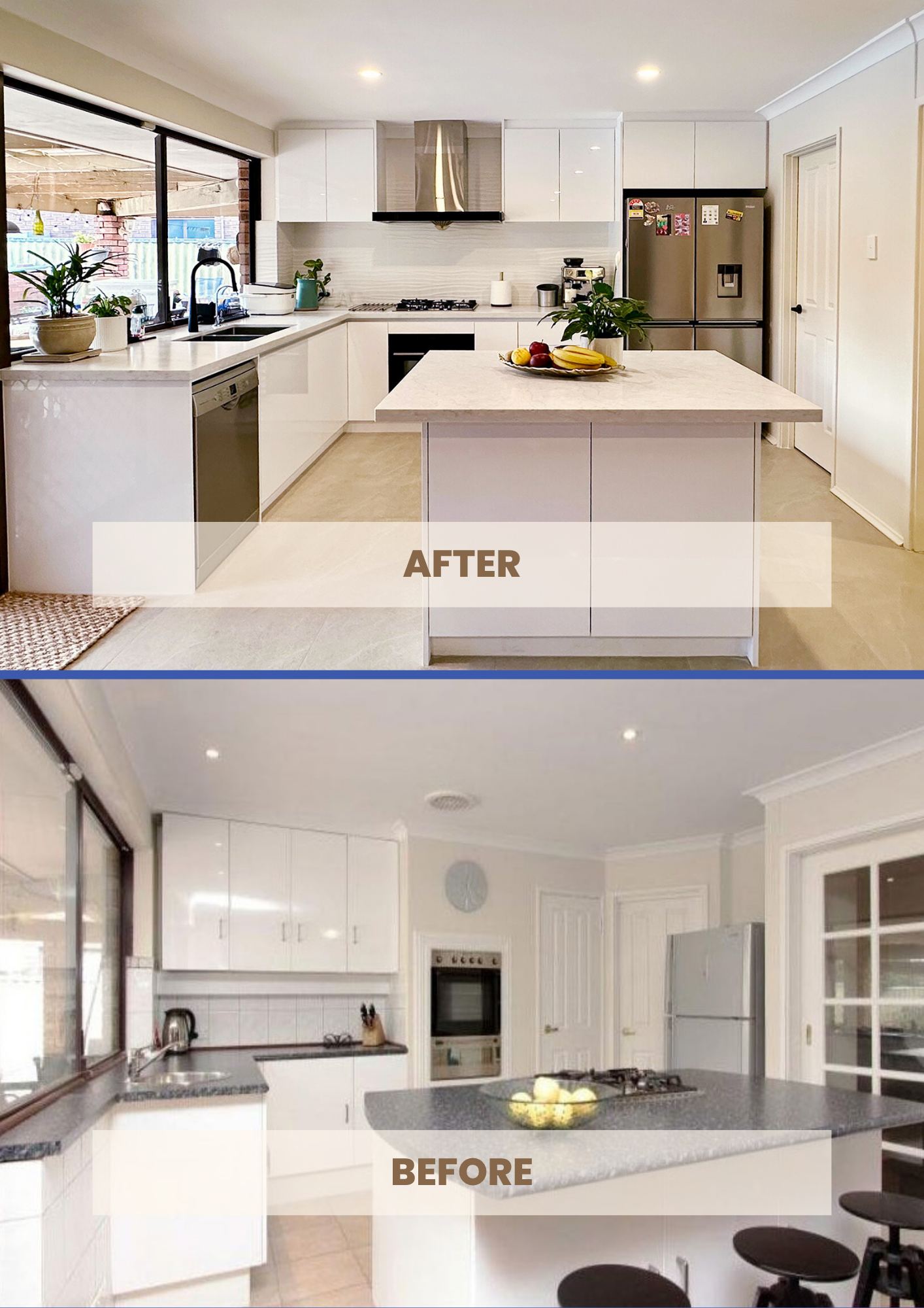 Expanding the Layout: Removed walls to create a seamless, extended kitchen workspace.