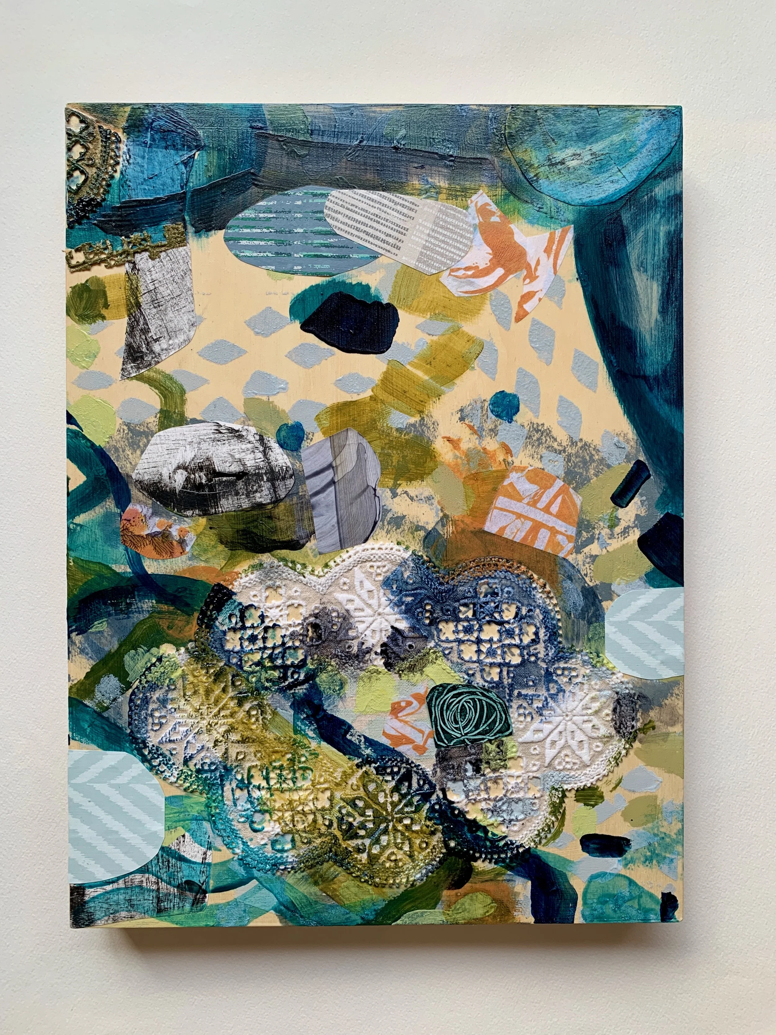 Rockpool Three, 2025.
Acrylic and mixed media on wood panel
40.5 x 30.5 cm  $450
