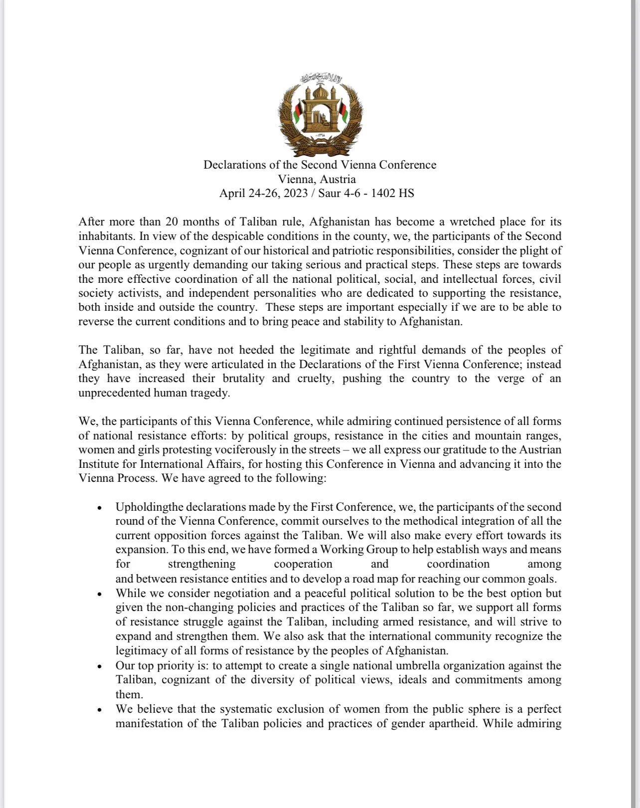Declaration of the Second Vienna Conference