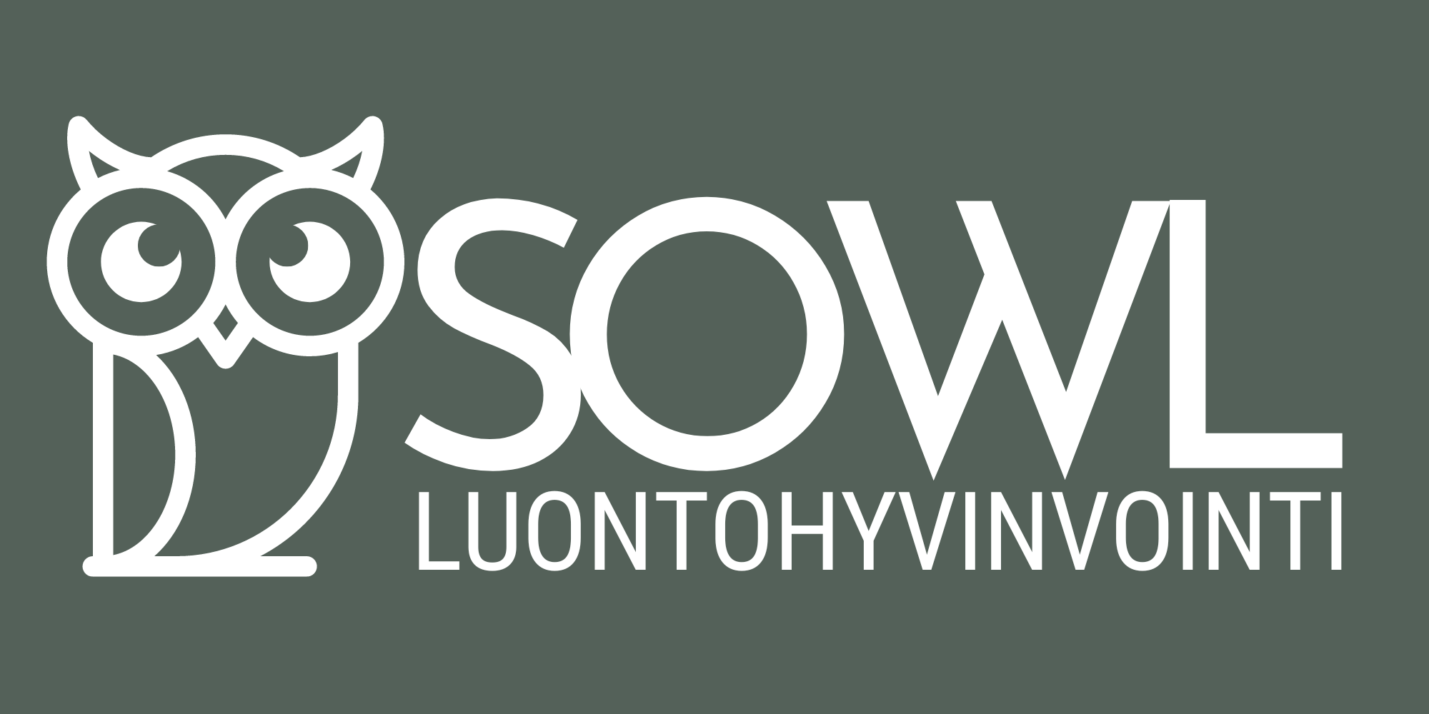 SOWL luontohyvinvointi logo jossa on tekstiä ja pöllö