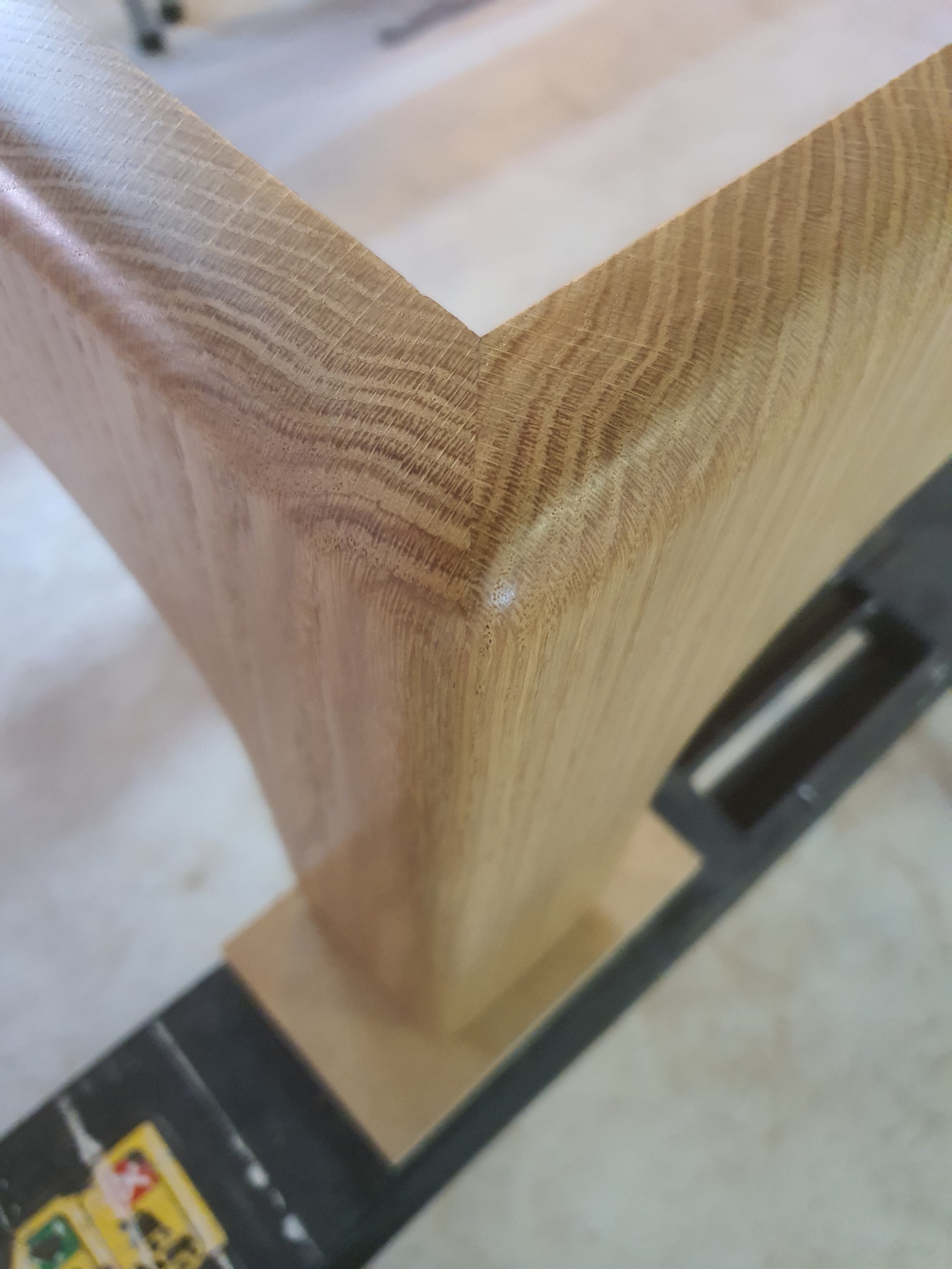 Detail of a corner using miter joinery