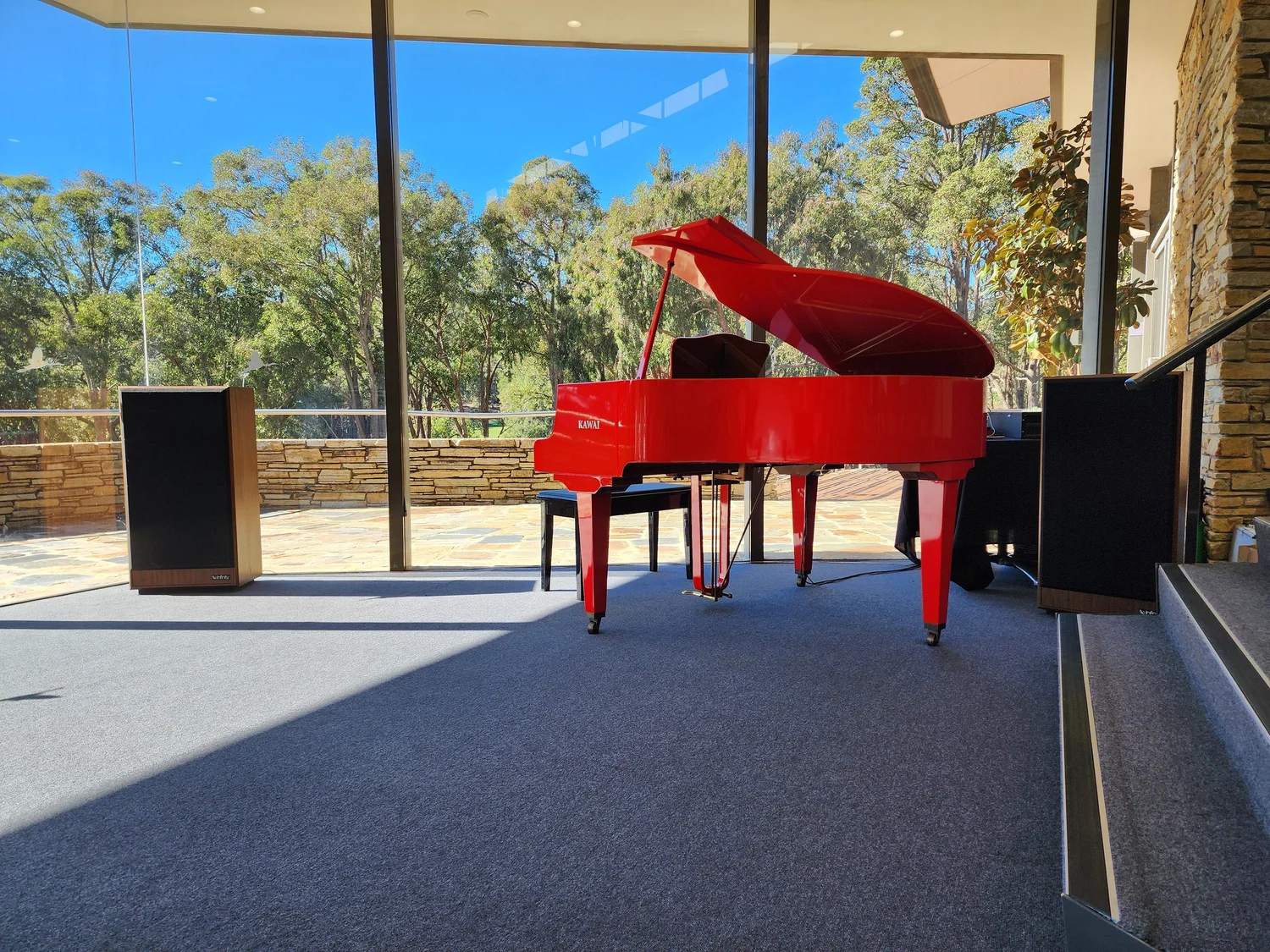 Kawai grand piano in Ferrari Red
