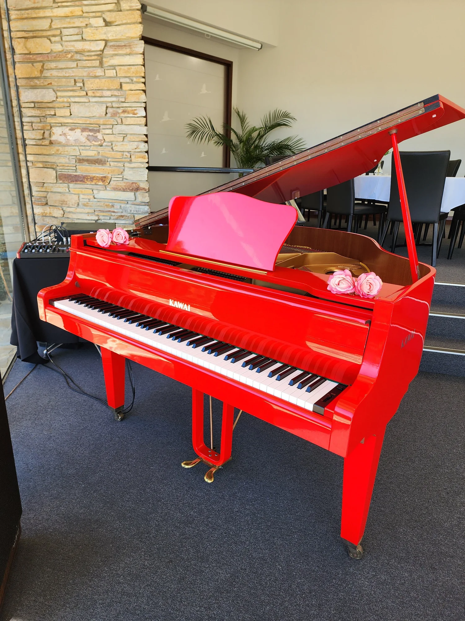 Kawai upright piano in gloss black