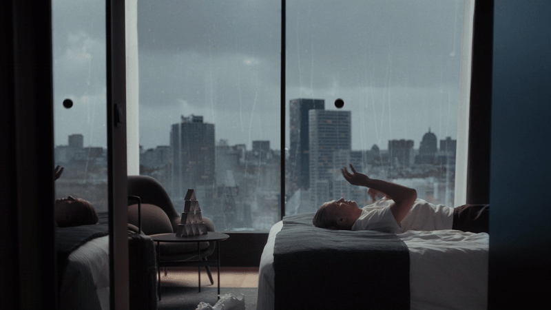 Erling Haaland resting in a modern apartment in a Bama commercial still, cinematography by Johan-Fredrik Bødtker.