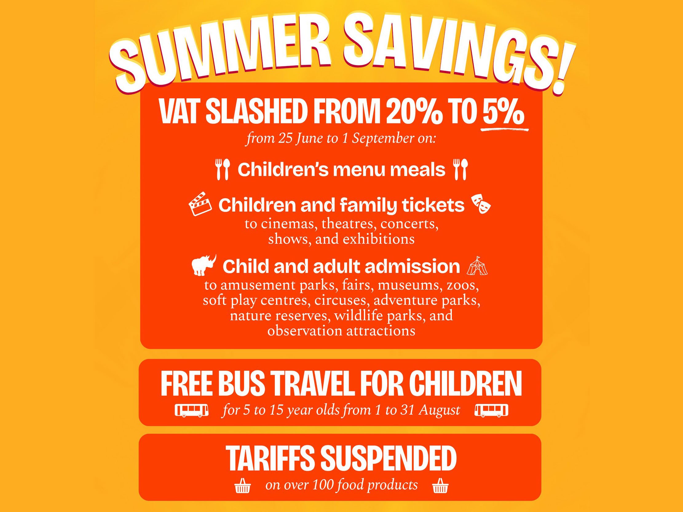 New summer savings measures announced