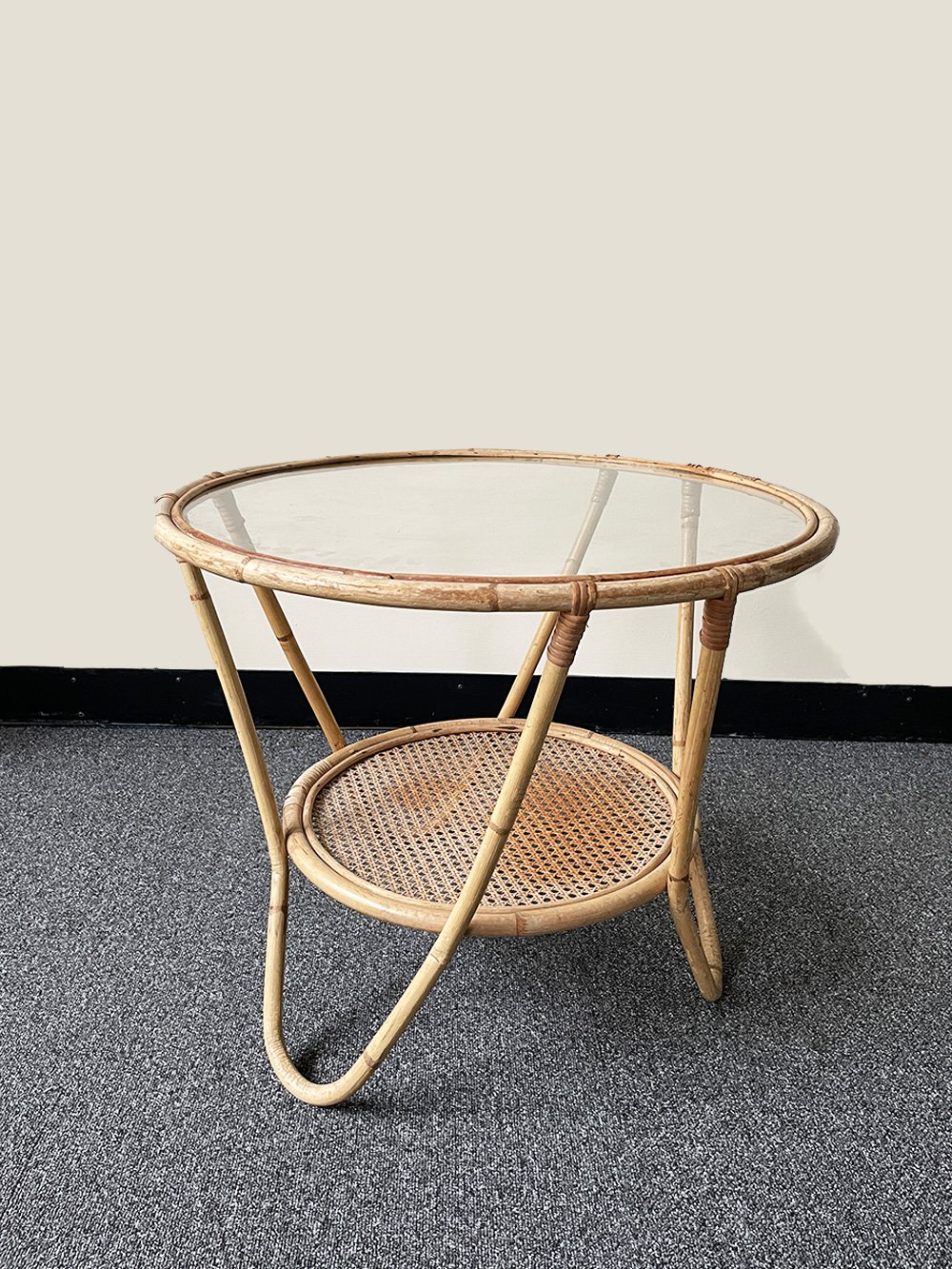 Round Glass Top Bamboo Table — RARE FINDS