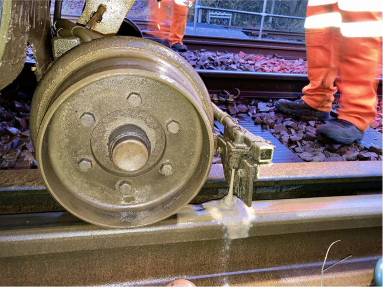 traction gel being applied to increase friction via sandrover