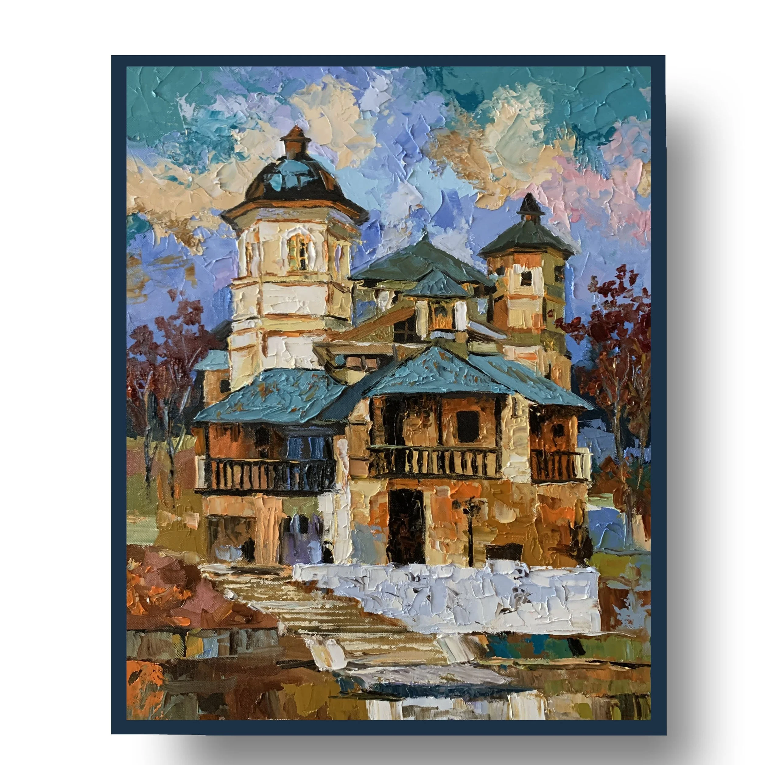 The Mystery of the Old Whimsical House.       Oil painting on canvas.  50x40cm.