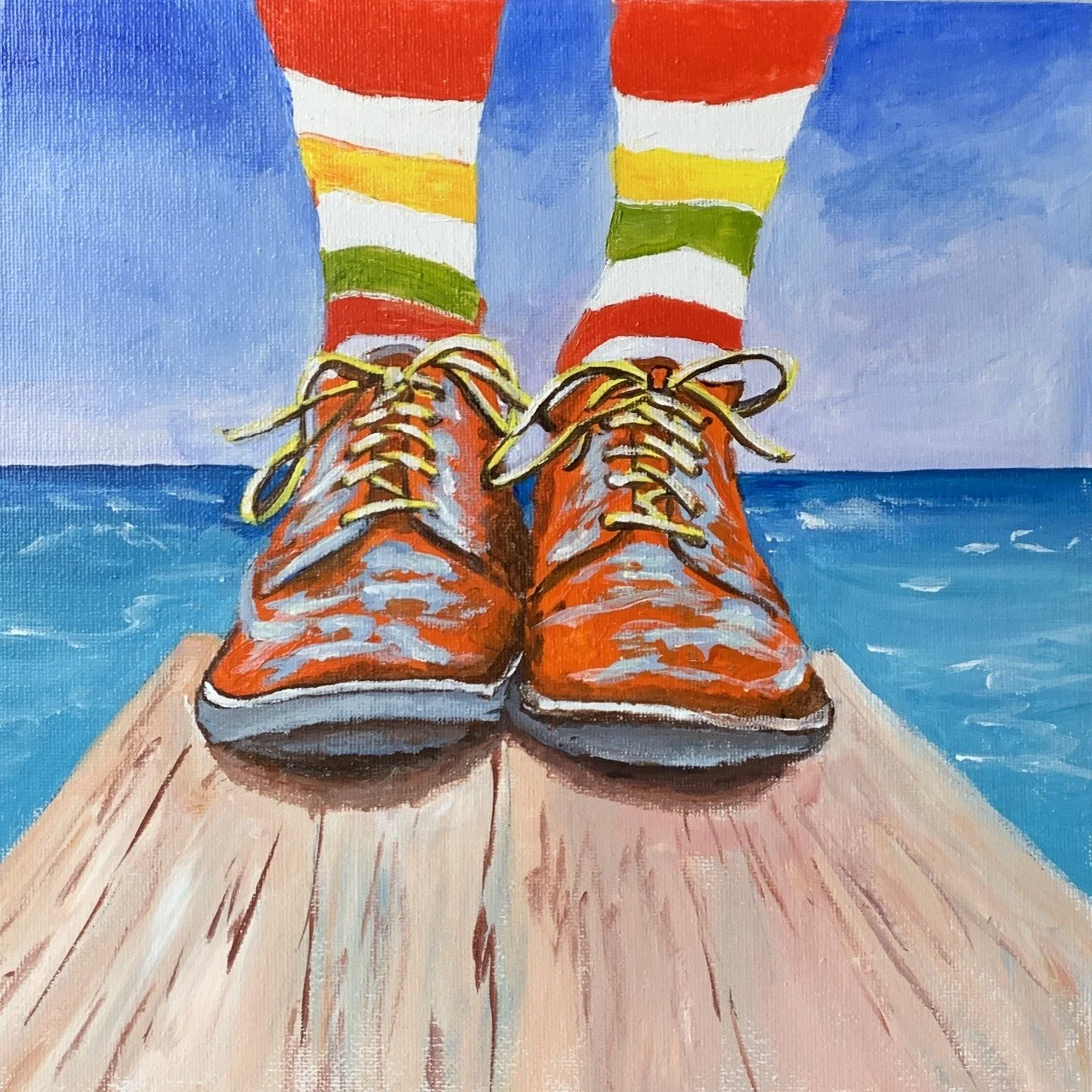 Orange shoes.

►acrylic painting on canvas board
►framed 33 x 33 x 2,5cm

#peopleart #seascape #oilpainting #impressionismart#artist #colorfulart#walldecor#homedecor #artwork#artstudio#artlife#officeart #artforyourhome